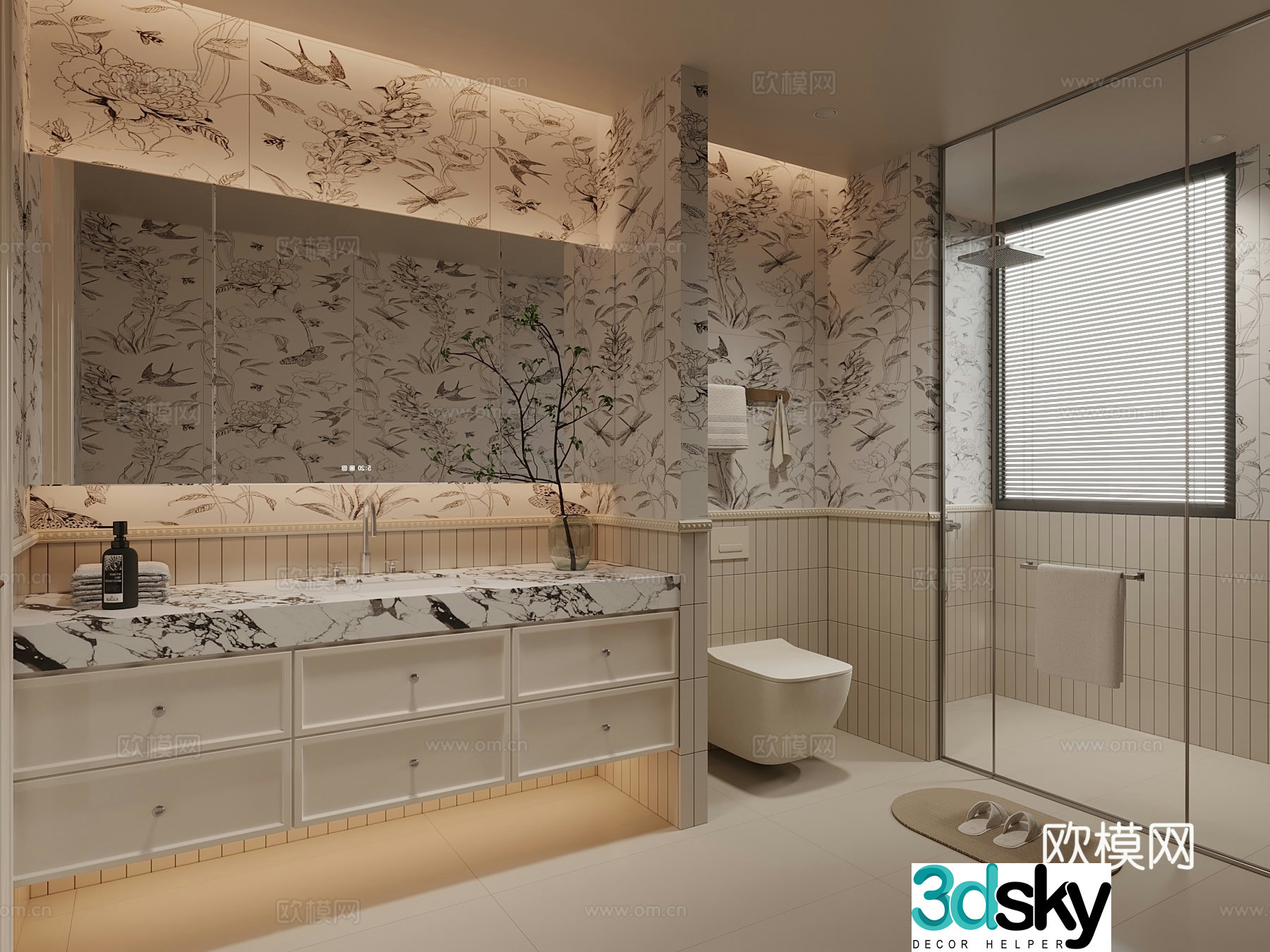 French bathroom bathroom cabinet toilet 3d model