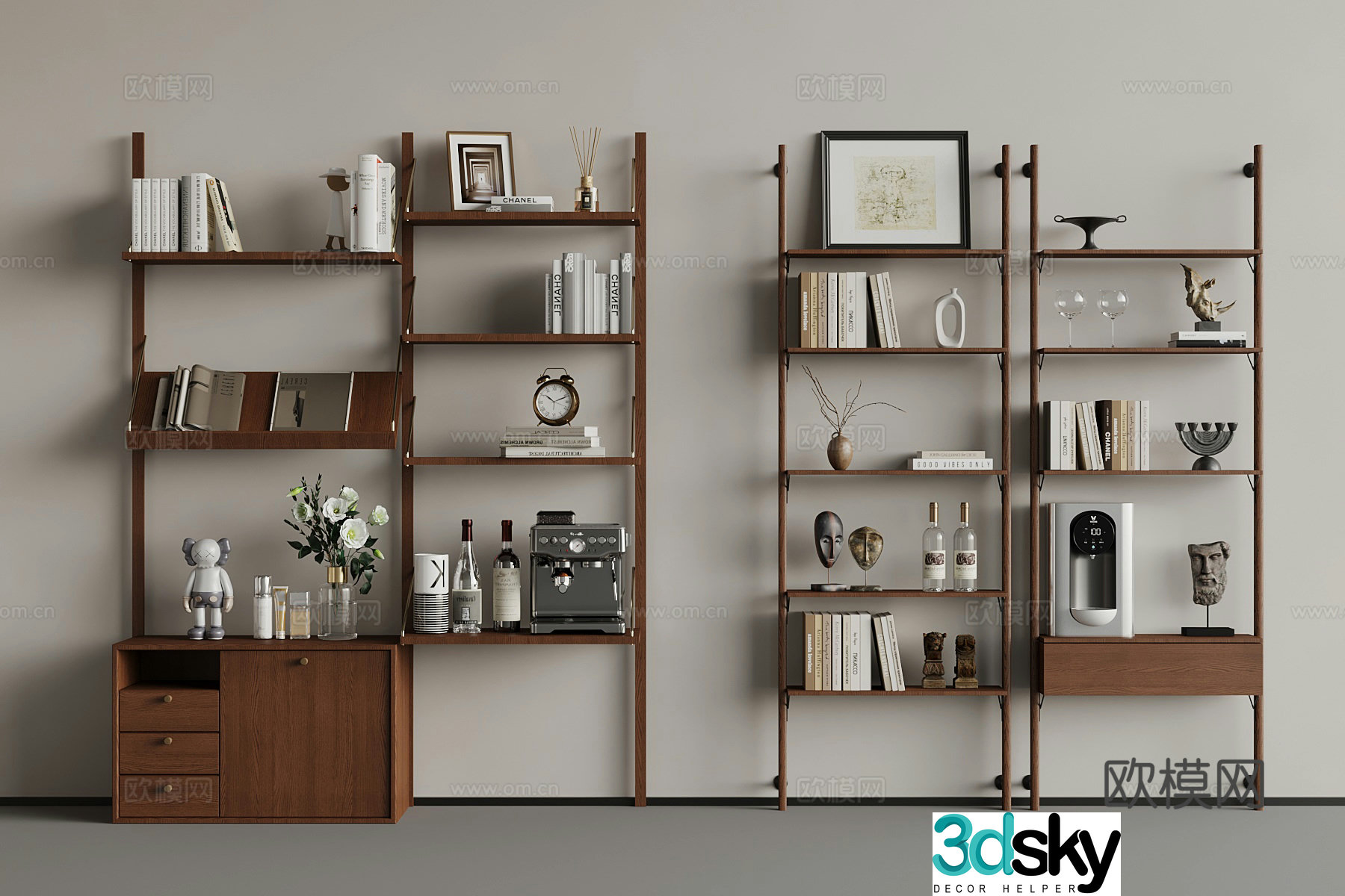 Middle-aged bookshelf shelf ornament 3D model