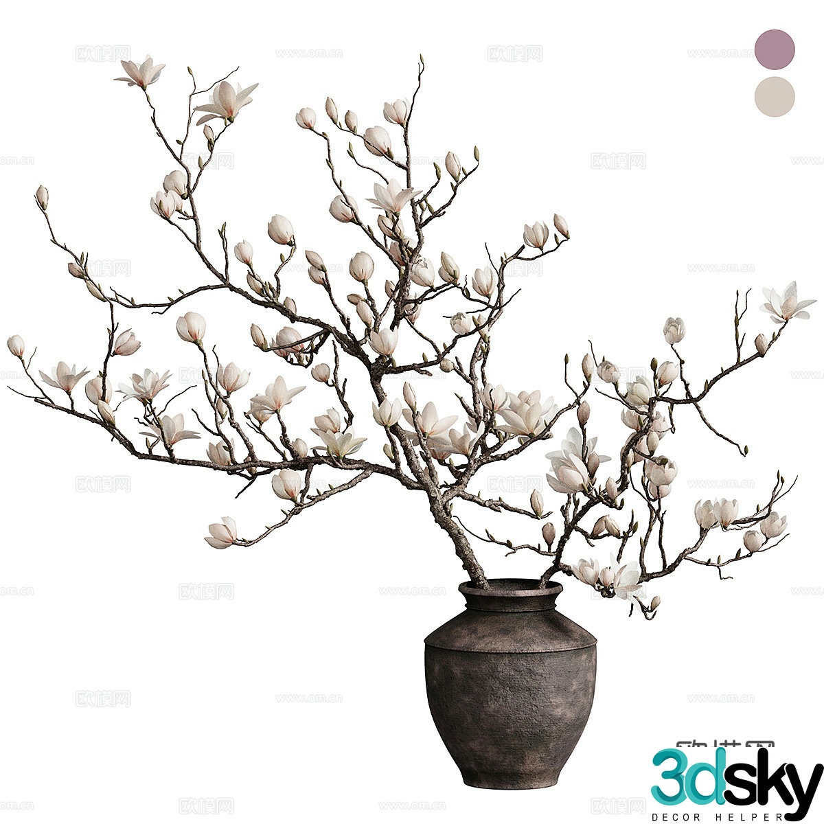 New Chinese vase flower art magnolia 3d model