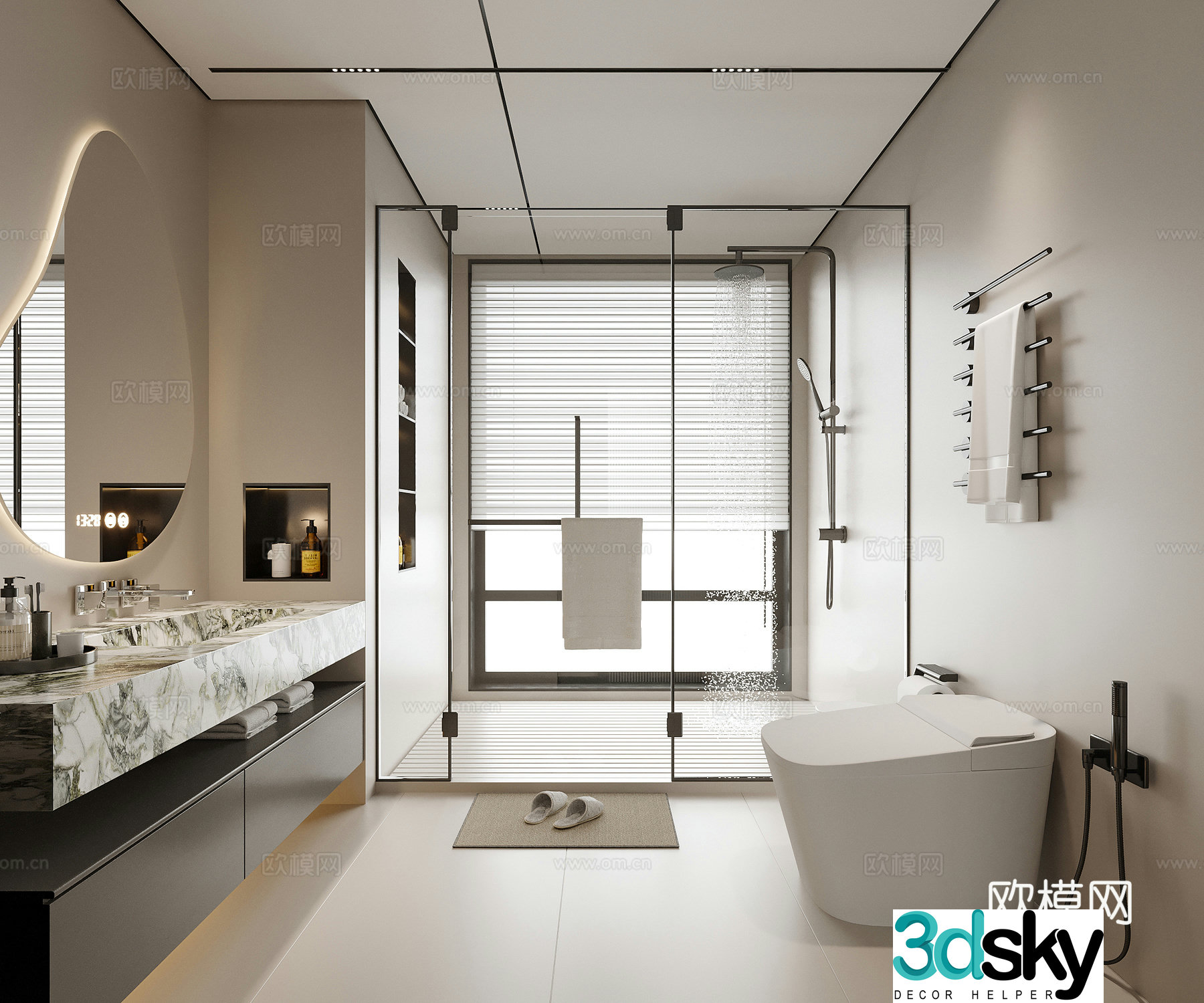 Modern bathroom sink hotel bathroom 3d model