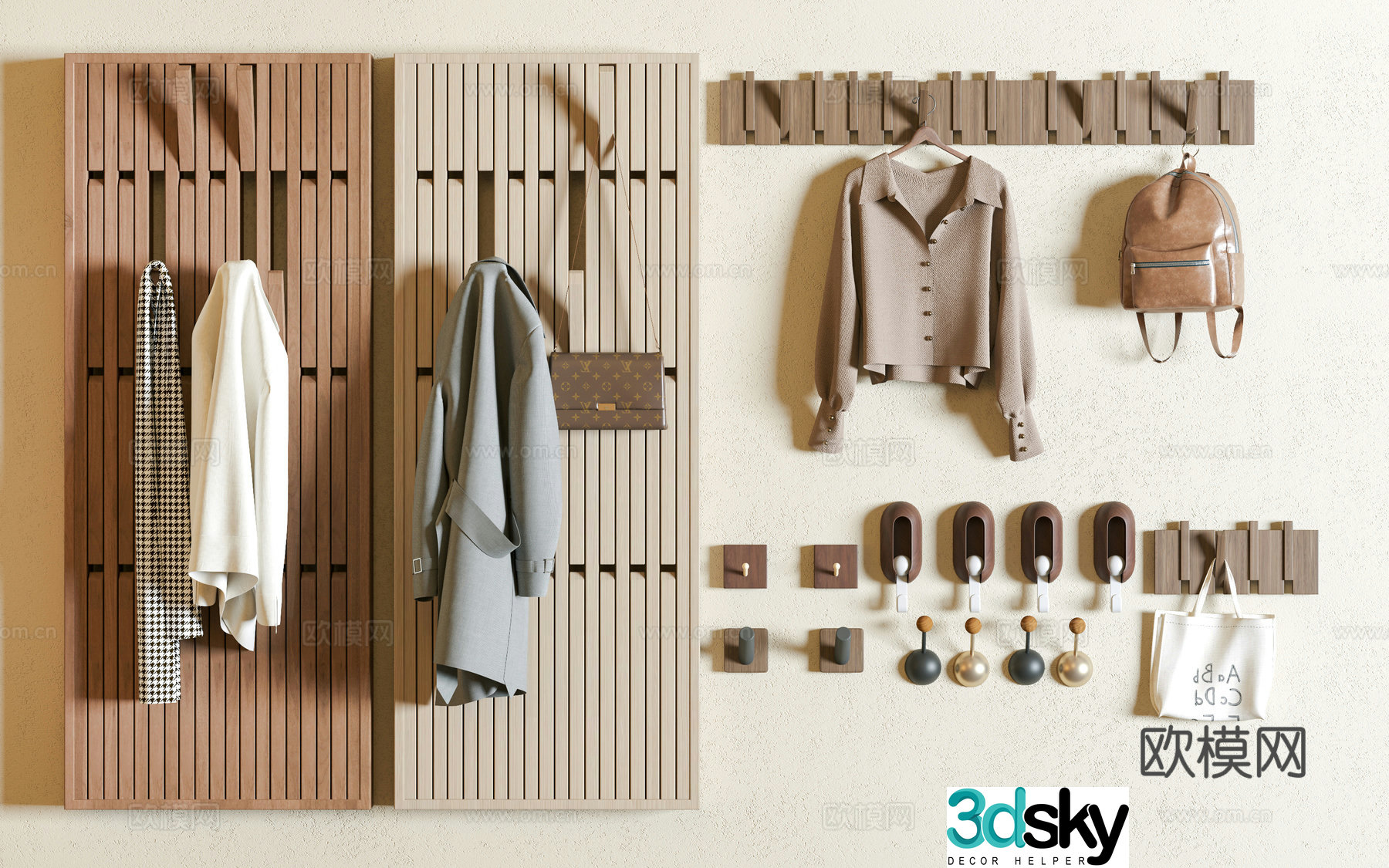 Modern clothes hanger piano board clothes hook medieval style clothes hook bag clothes piano hang 3d model