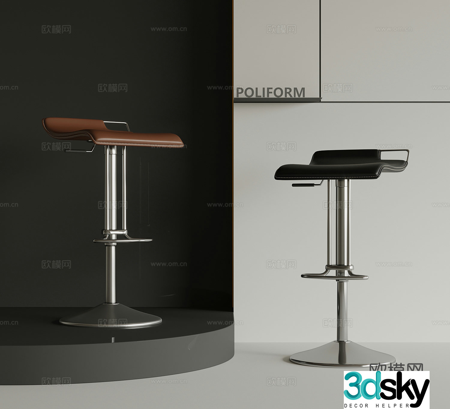 Modern bar chair bar stool 3d model