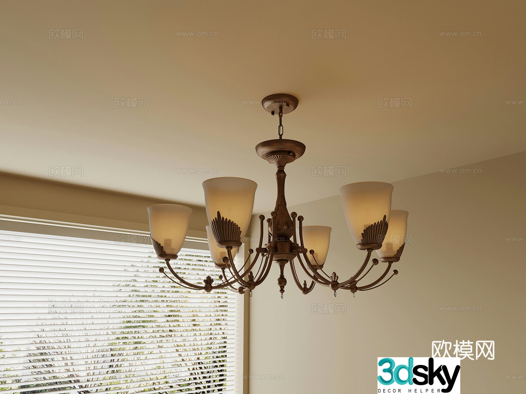 Chandelier American retro chandelier Multi-head chandelier 3d model