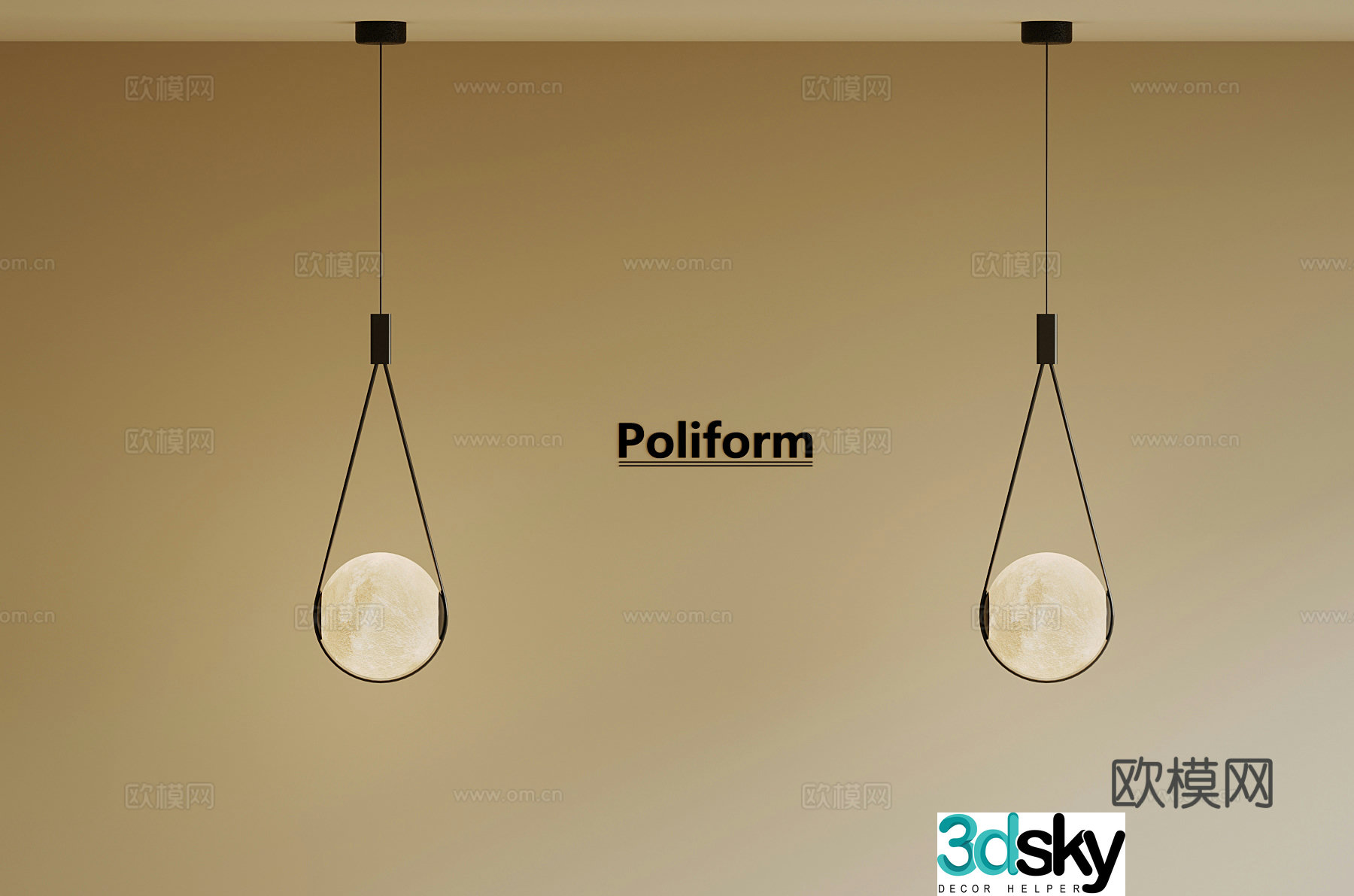 Modern Chandelier Moon Small Chandelier 3D Model