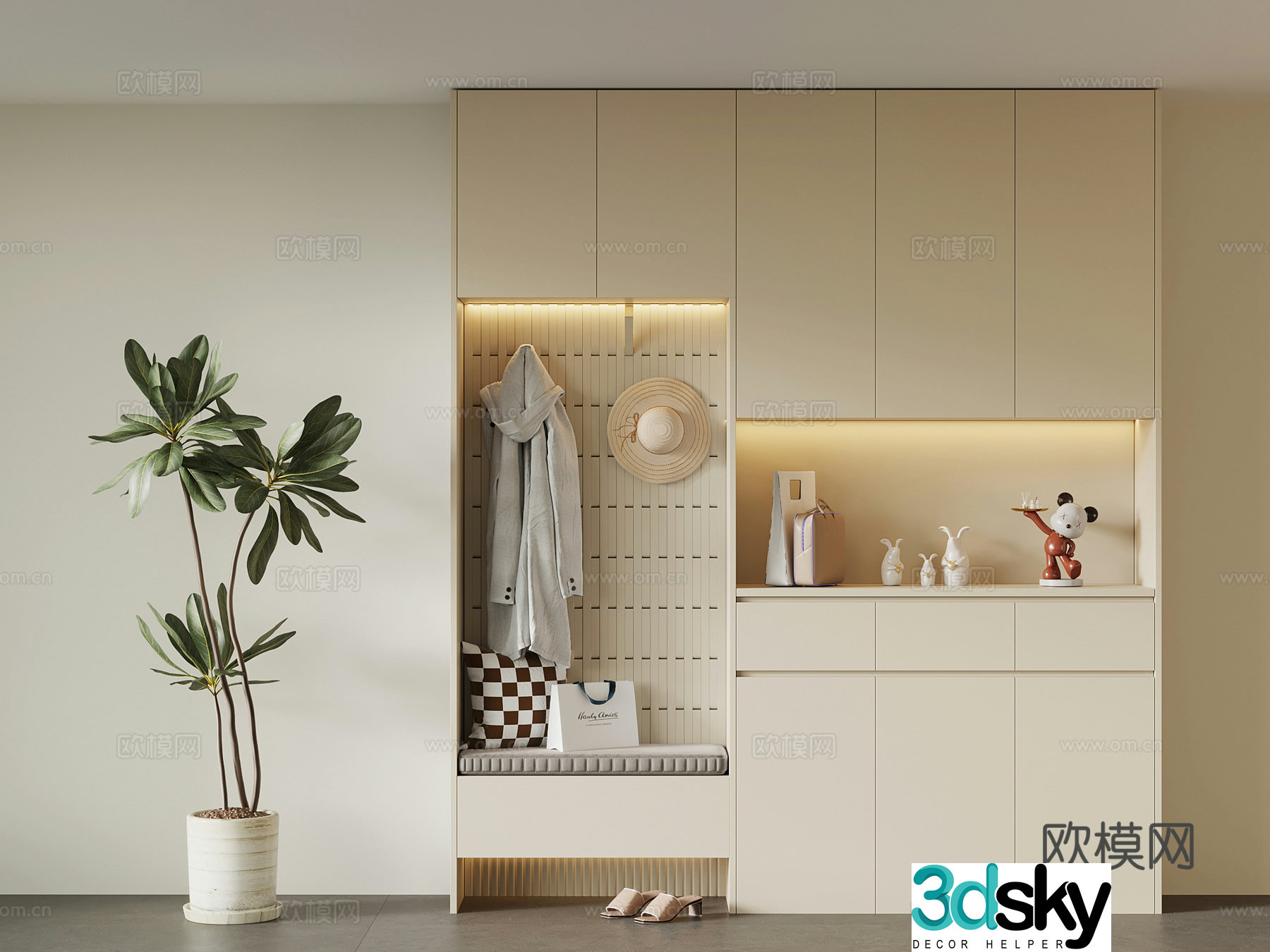 Shoe cabinet French cream style shoe cabinet 3d model