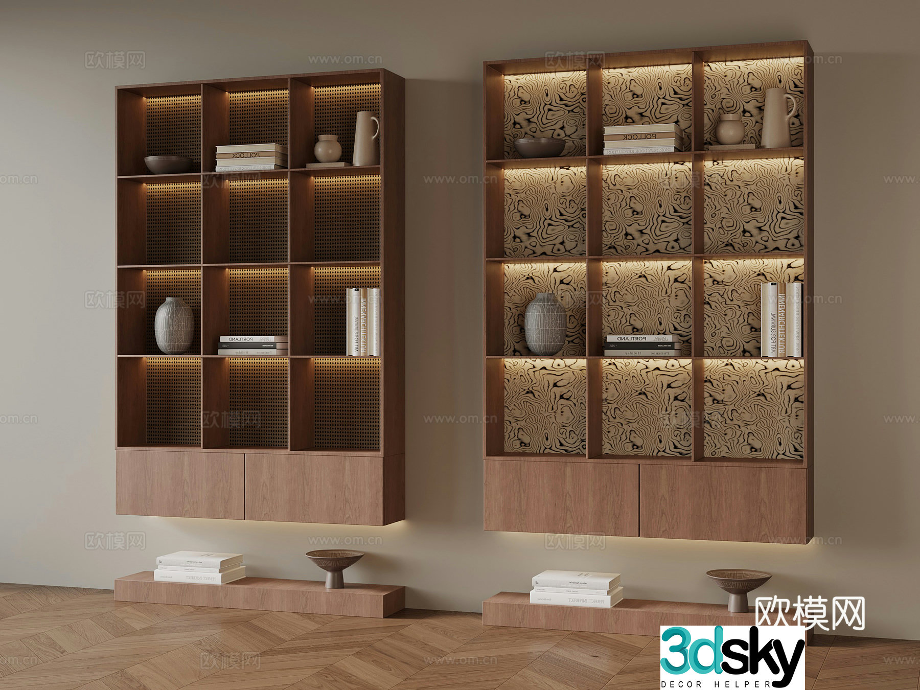 3D model of medieval style bookcase
