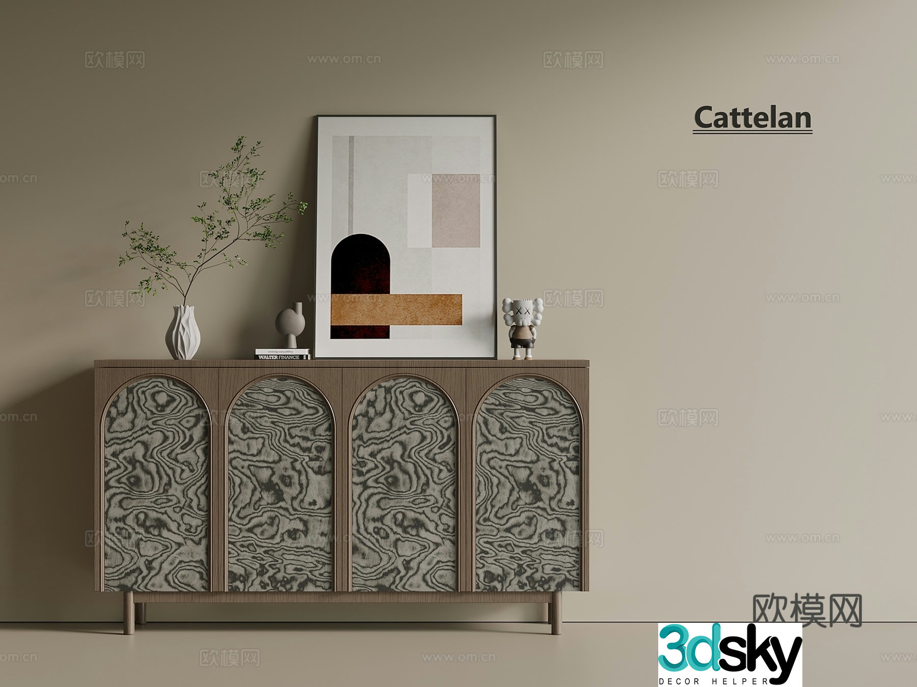 Italian light luxury porch cabinet side cabinet end view cabinet porch cabinet low cabinet 3D model