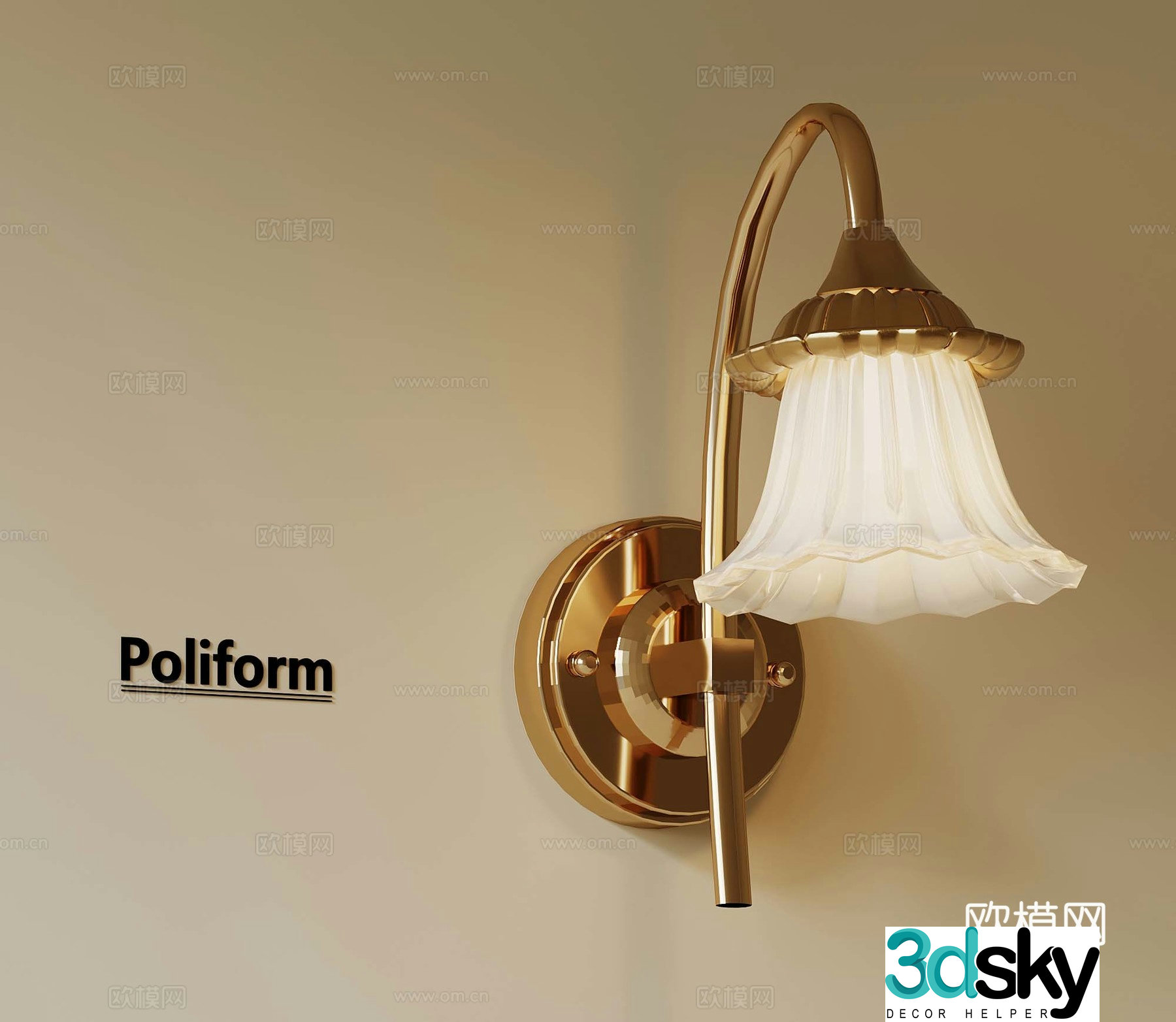 French retro wall light 3d model