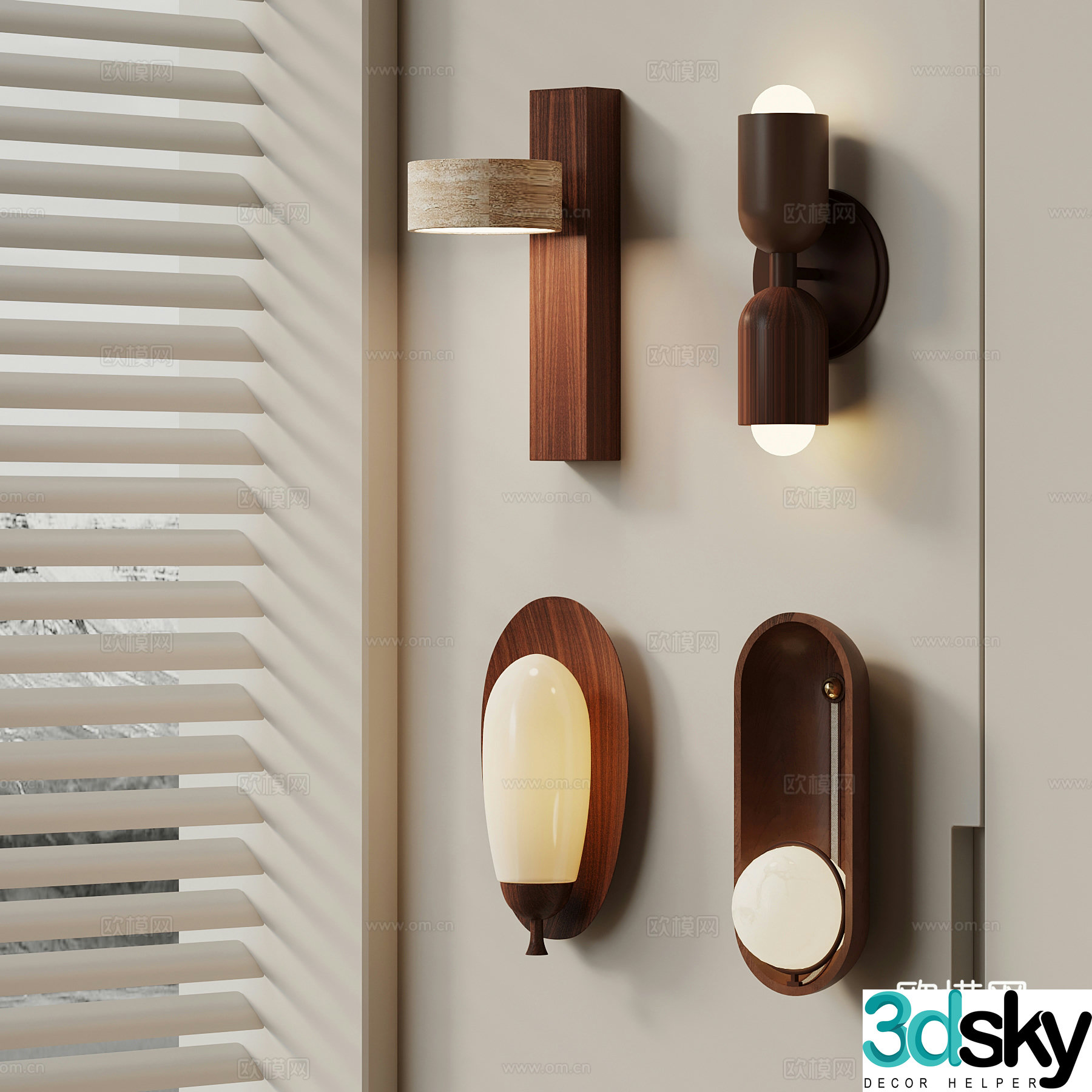 Middle-aged style wall lamp creative wall lamp 3d model