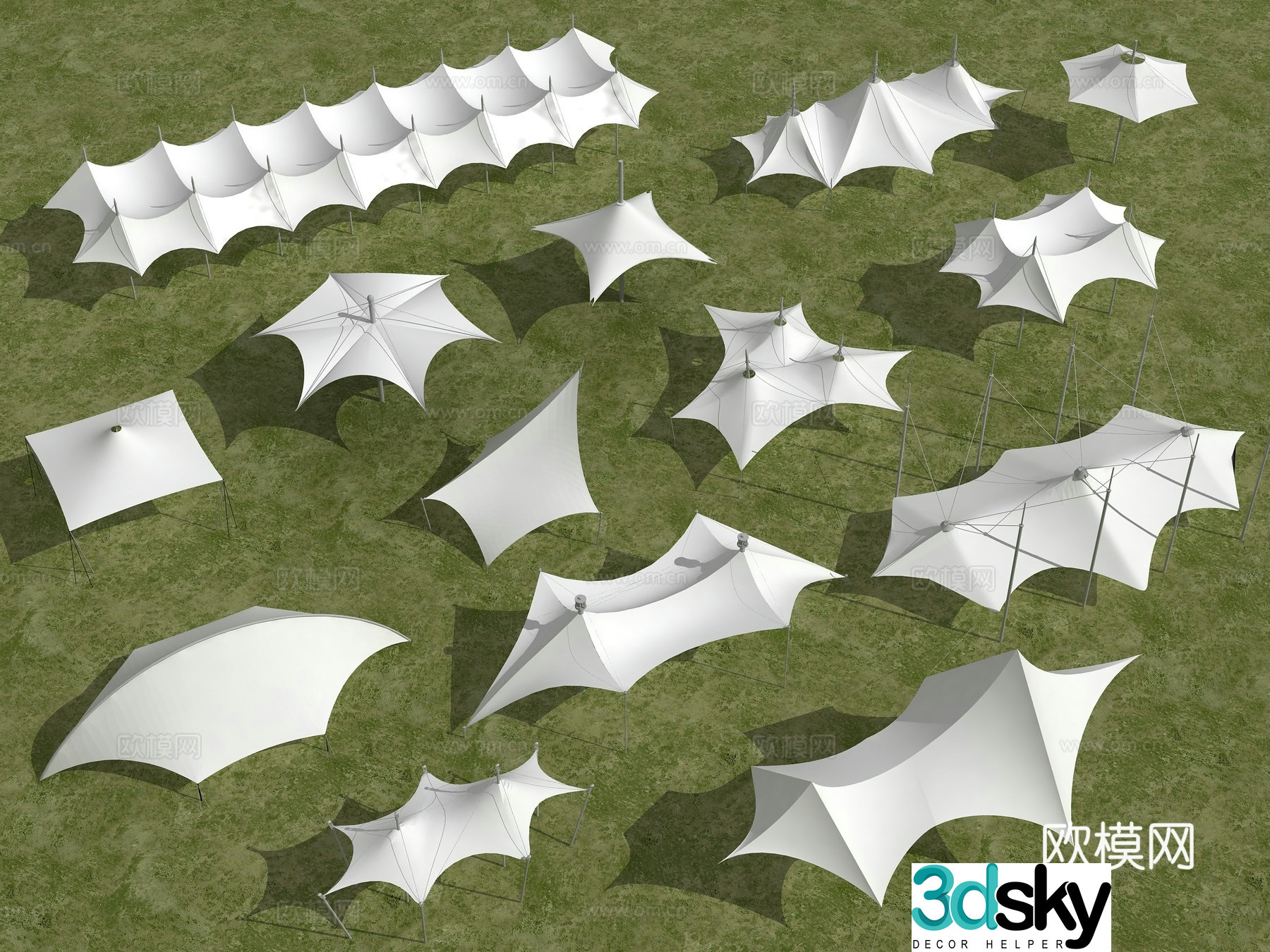 Tensile film awning awning 3d model