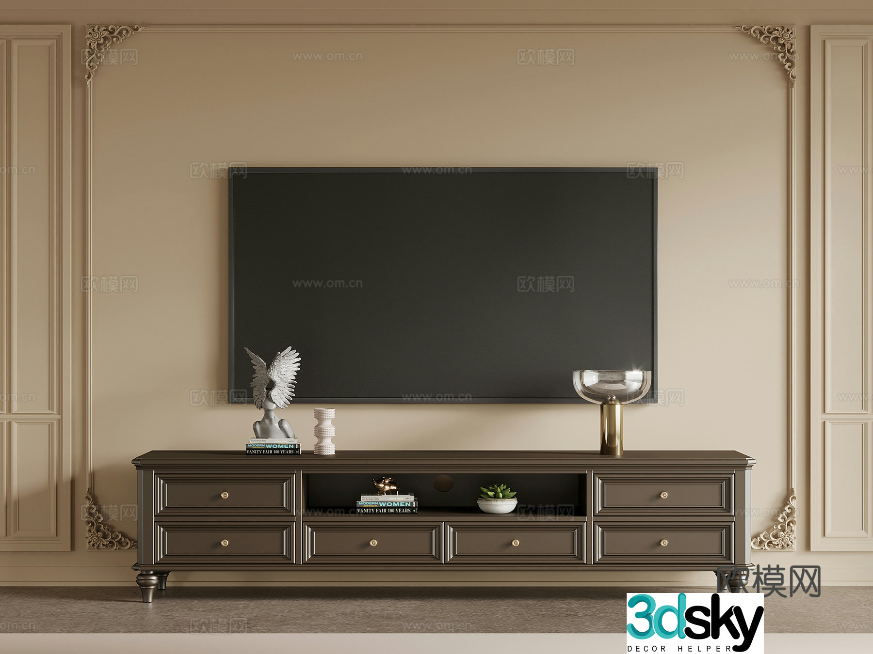 TV cabinet American TV cabinet retro TV cabinet 3d model