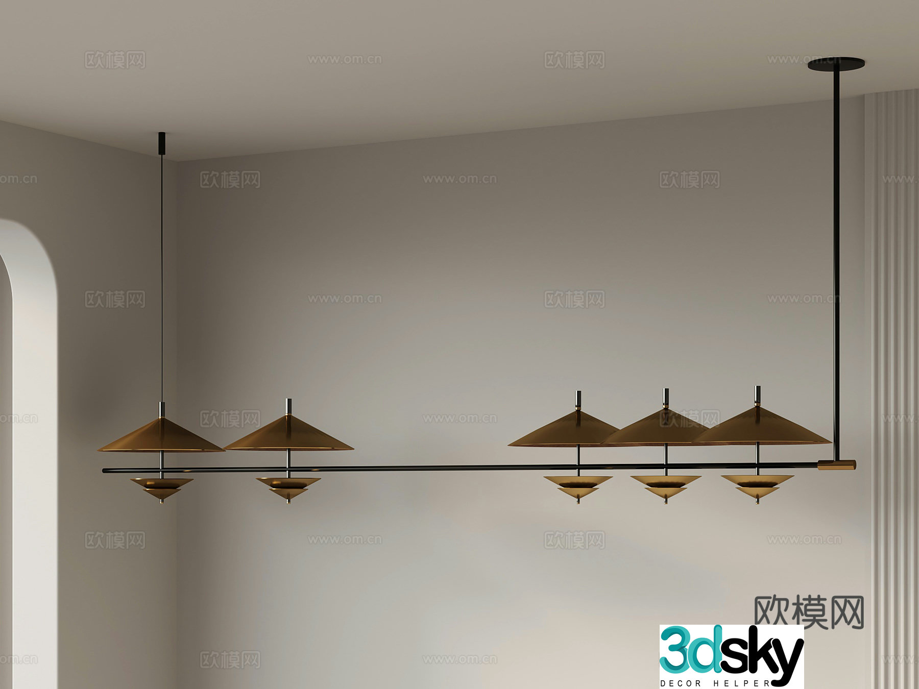 Chandelier New Chinese Chandelier Long Strip Chandelier Creative Chandelier 3D Model