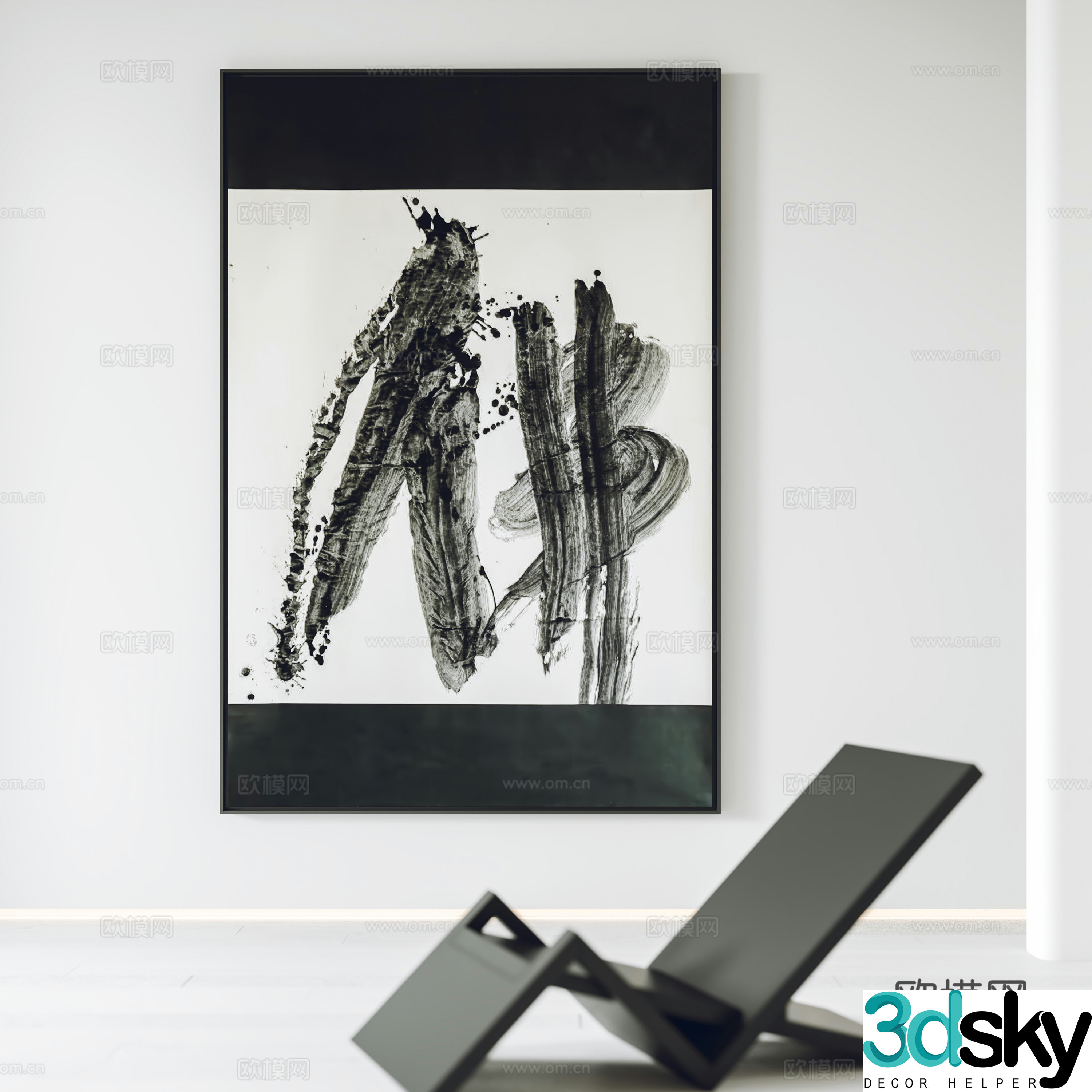 New Chinese style hanging paintings decorative paintings leisure chairs 3D model