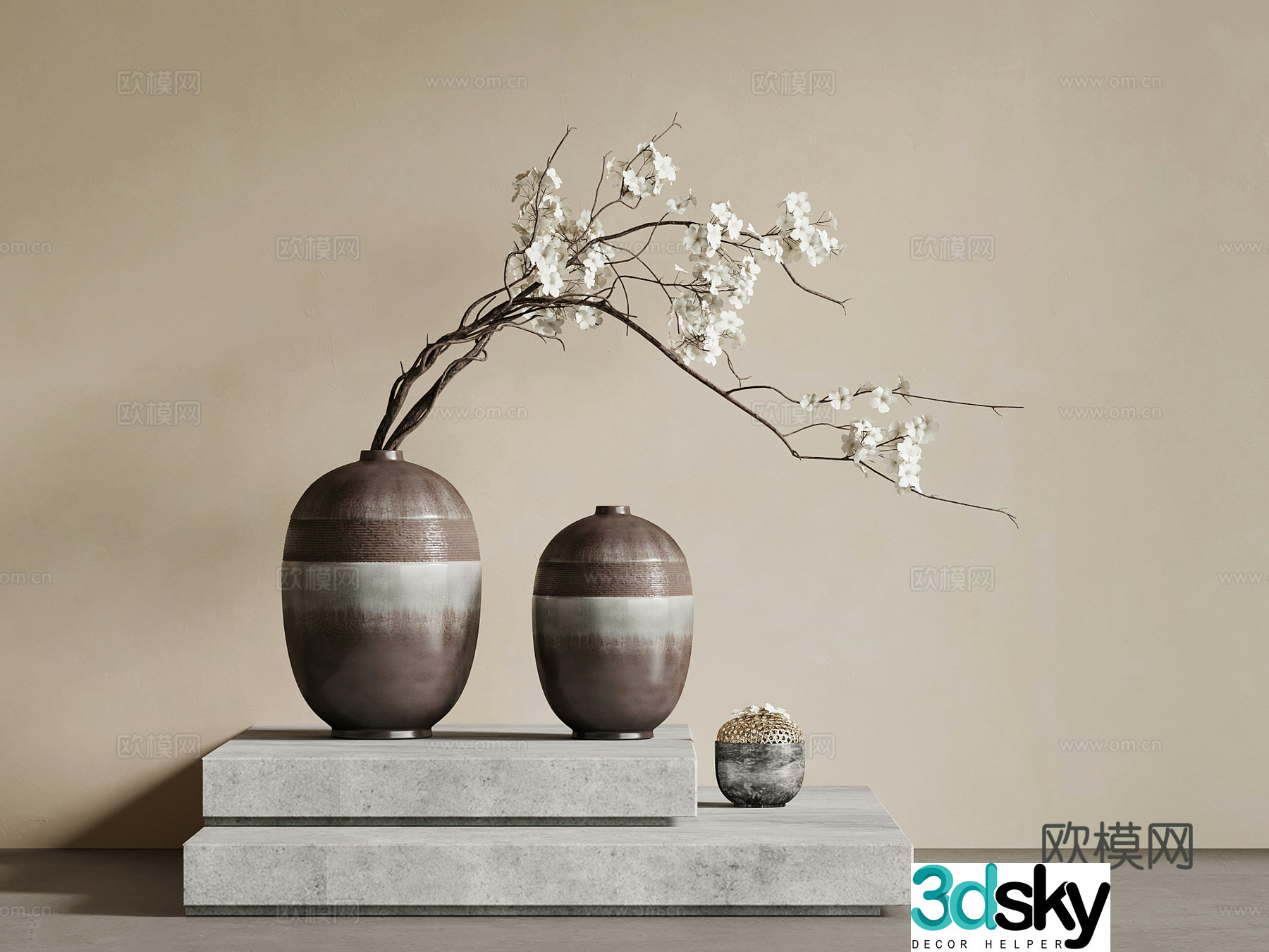 Vase New Chinese Vase Flower Art Wasabi Vase 3D Model