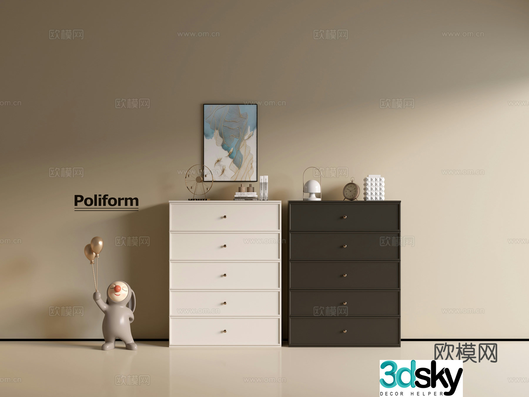 Modern black cabinet cream cabinet ins wind side cabinet chest cabinet low cabinet whole cabinet side cabinet 3d model