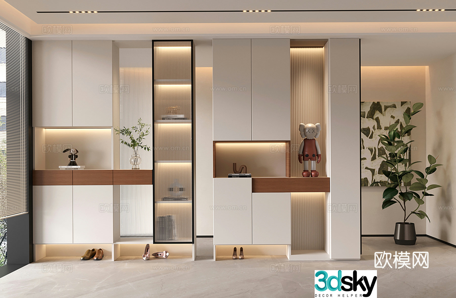 Modern entrance partition cabinet partition shoe cabinet functional entrance 3D model