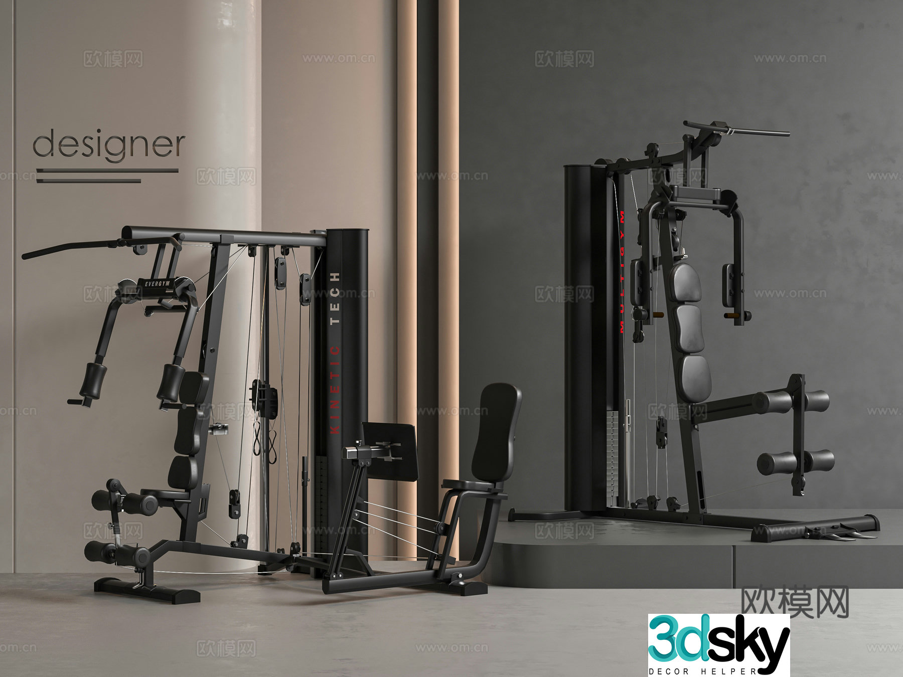 Modern fitness equipment 3d model