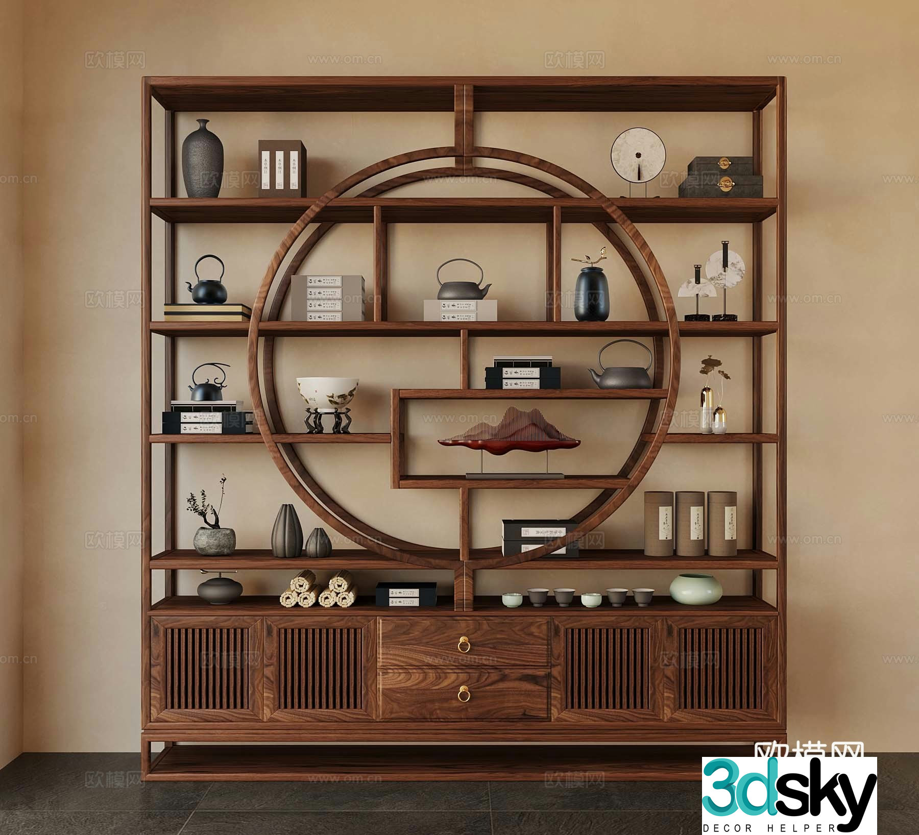New Chinese style 3D model of Bo Gu shelf