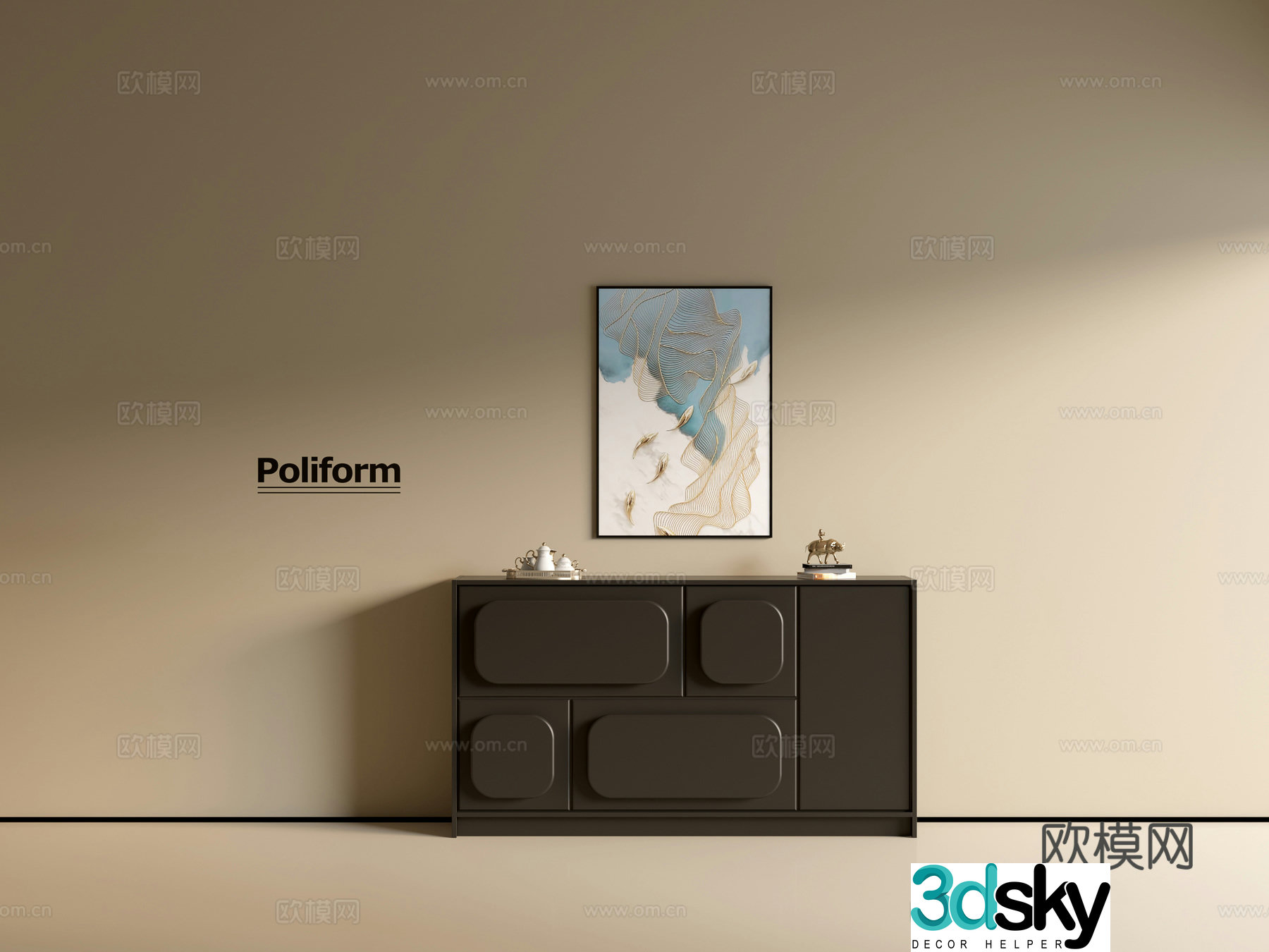 Modern black cabinet ins wind side cabinet chest cabinet low cabinet whole cabinet dining side cabinet balcony cabinet 3d model
