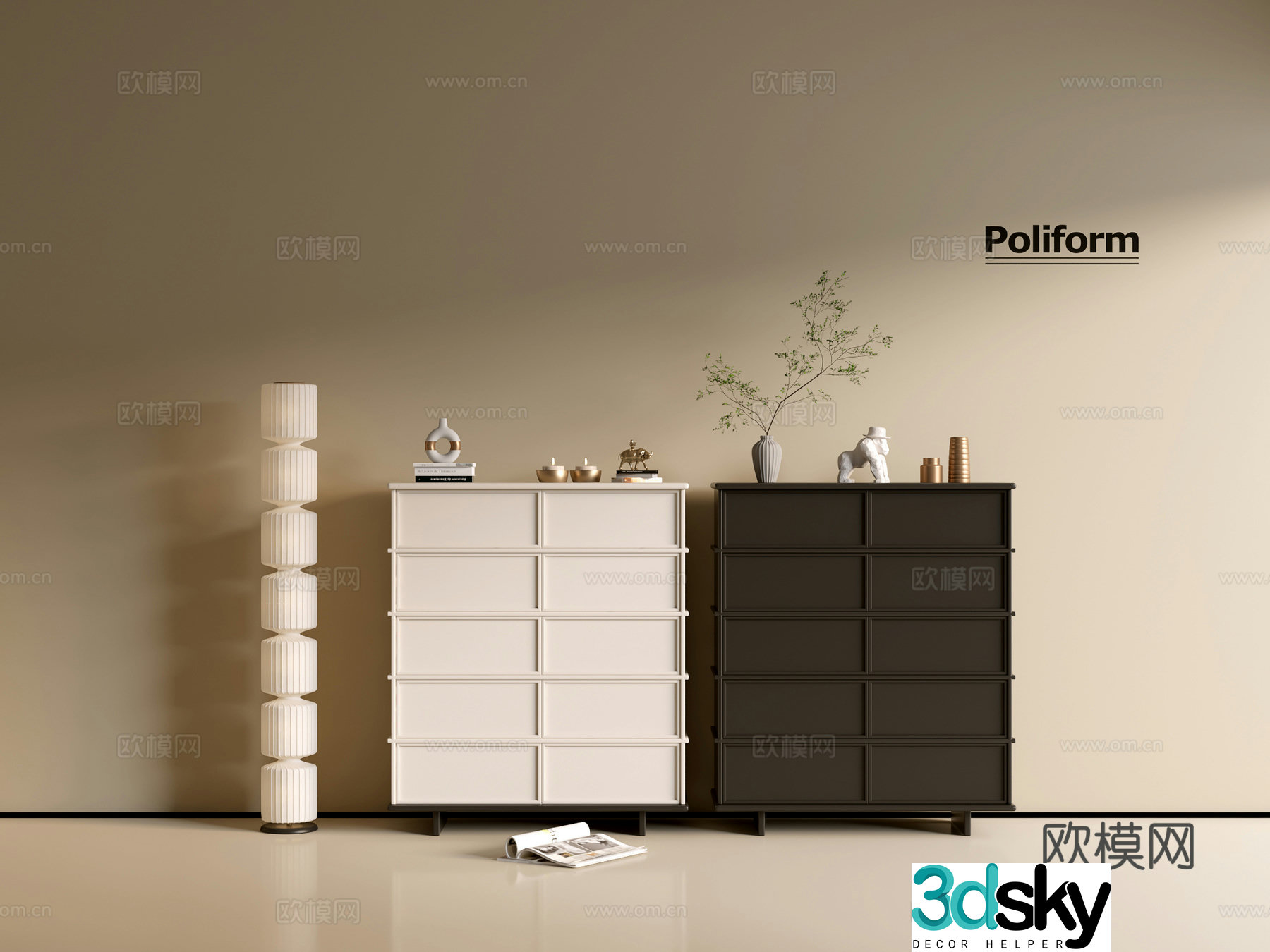 Modern black cabinet cream cabinet ins wind side cabinet chest cabinet low cabinet whole cabinet side cabinet 3d model