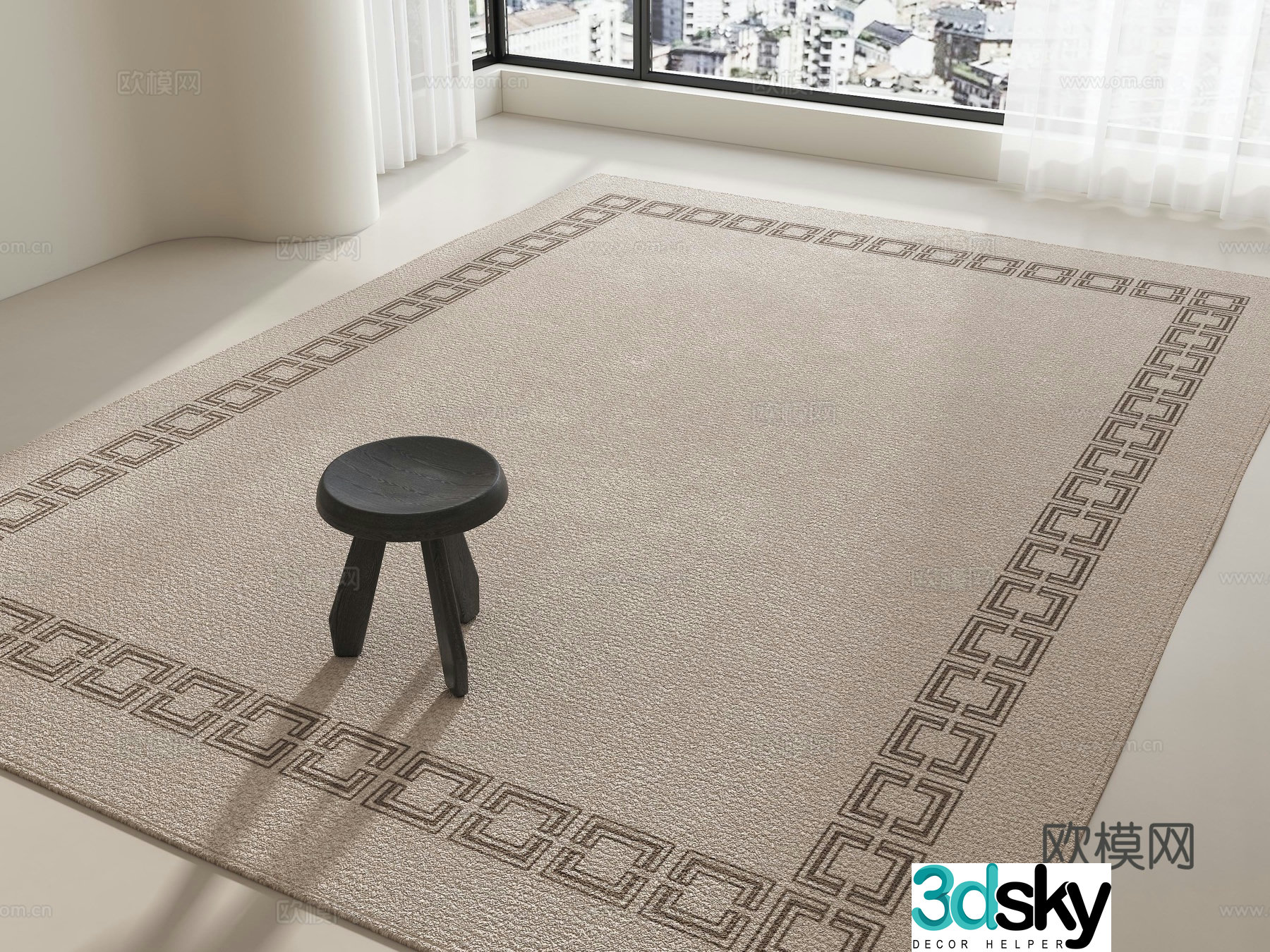 Carpet Medium style carpet Wasabi style carpet Cream style carpet Living room carpet Square carpet 3d model