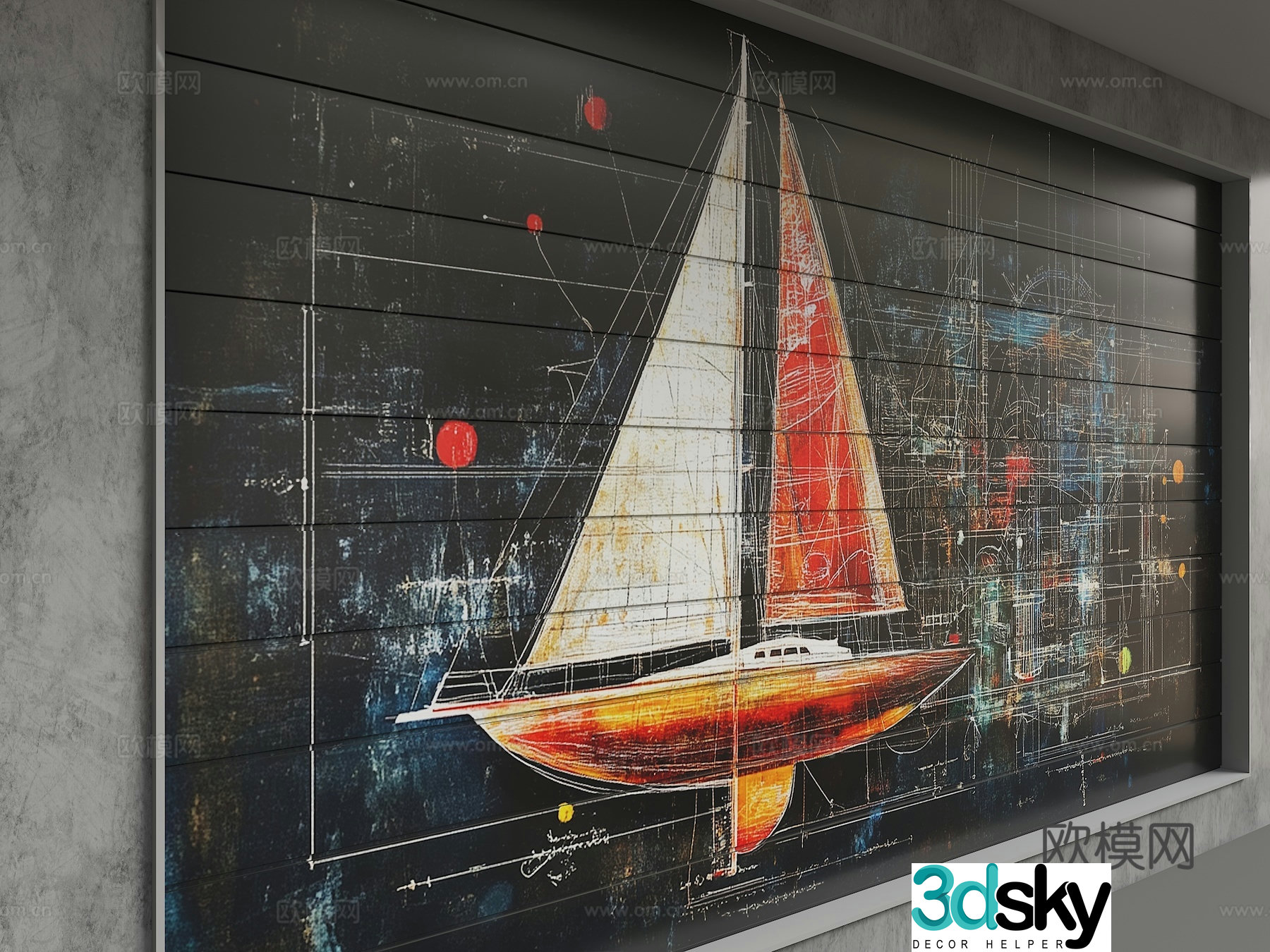Modern background wall 3d model