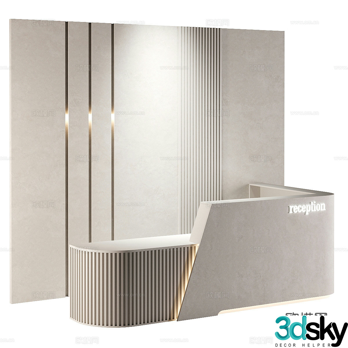 Modern minimalist company front desk reception desk 3D model