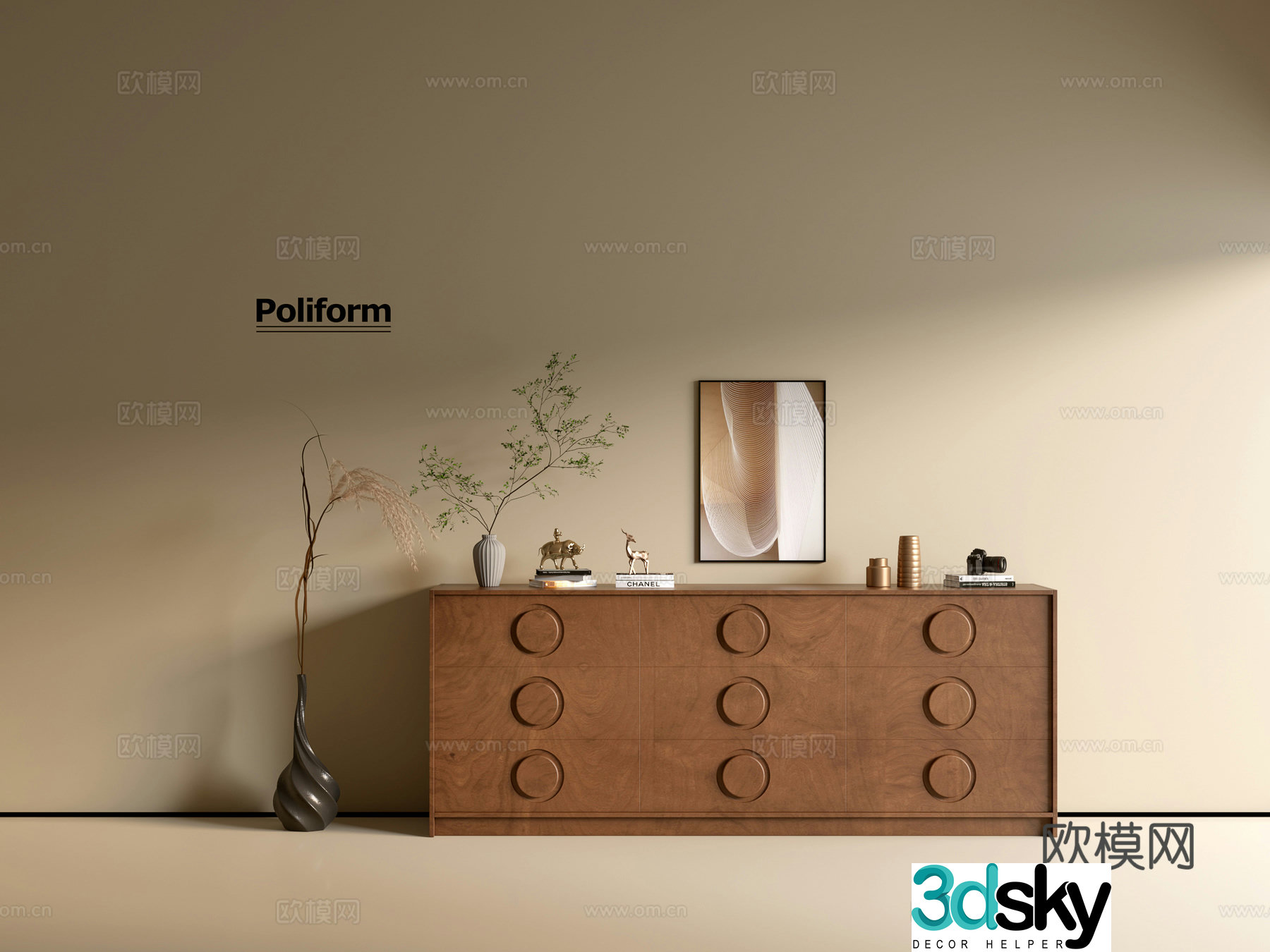 Modern wood grain cabinet ins wind minimalist wind cabinet whole cabinet sideboard balcony cabinet storage 3D model
