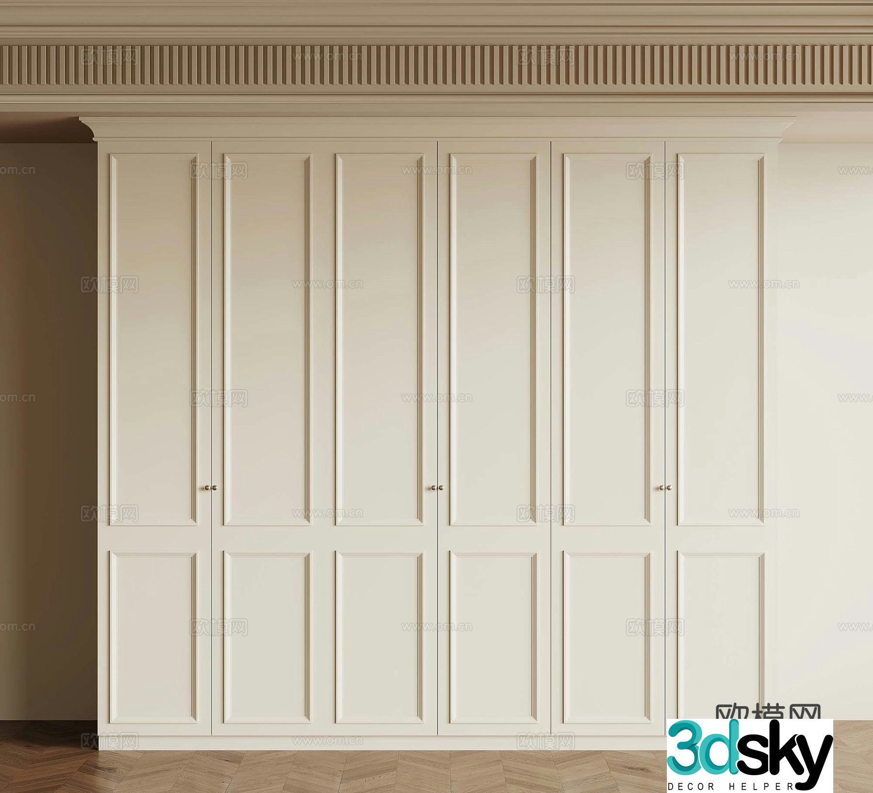 09 French Cream Trench Wardrobe 3D Model