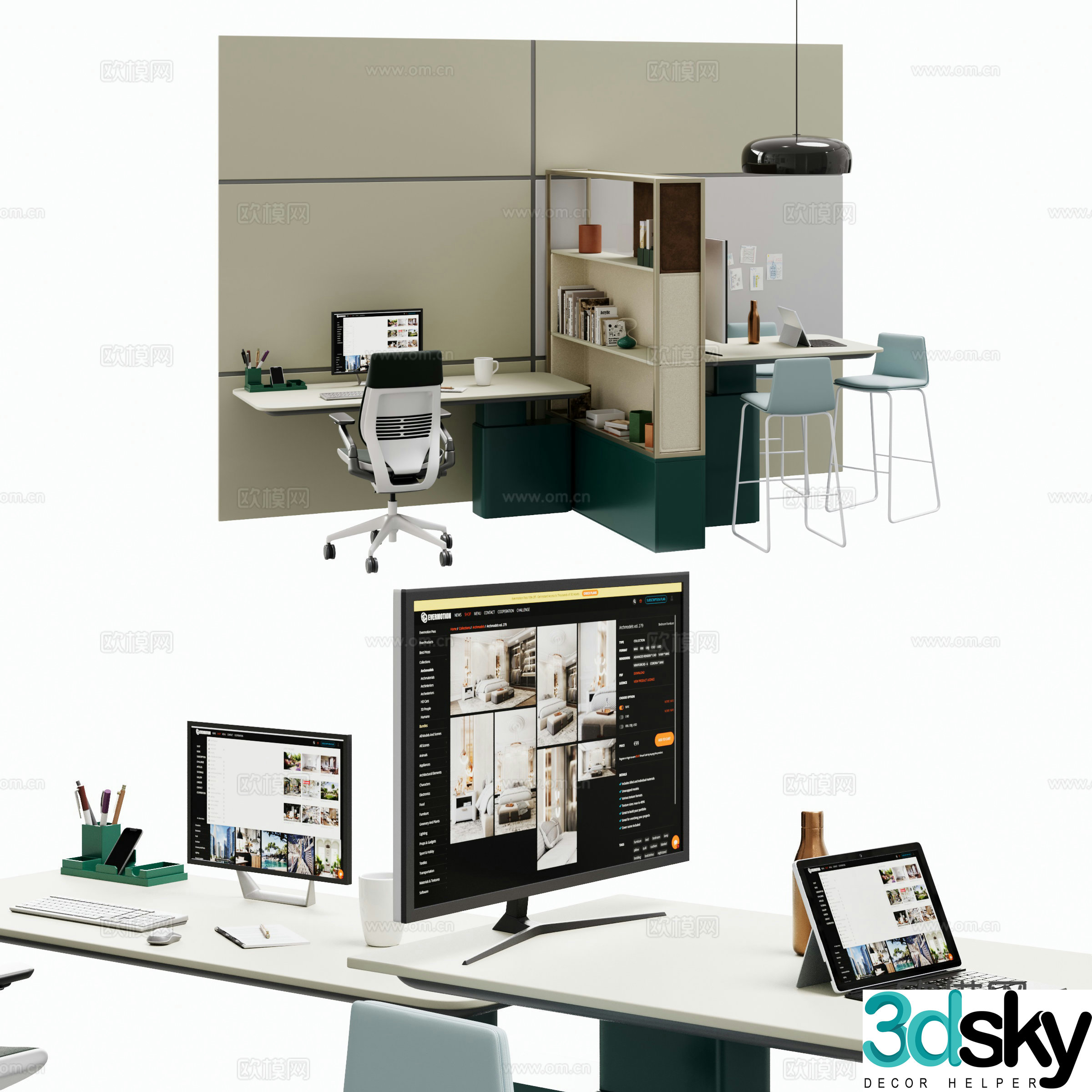 Modern office furniture office desk chair 3d model
