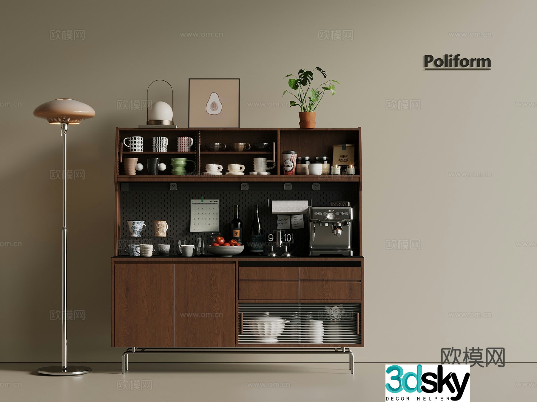 Middle Ages New Chinese Style Storage Lockers Semi-height Cabinet 3D Model