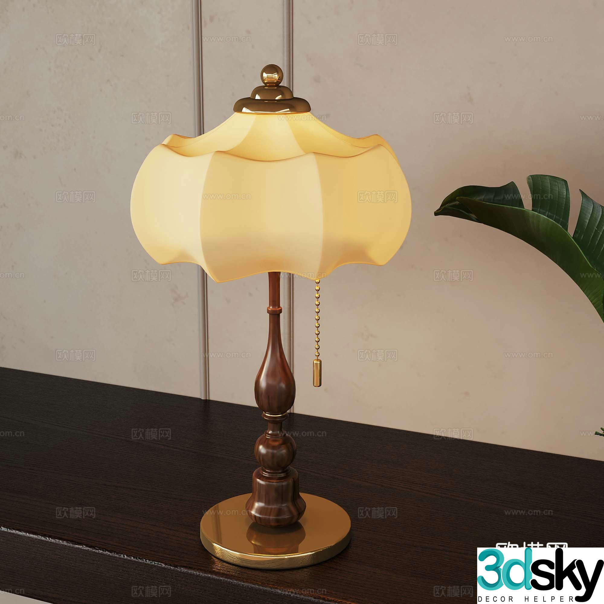 34 French medieval style table lamp 3d model