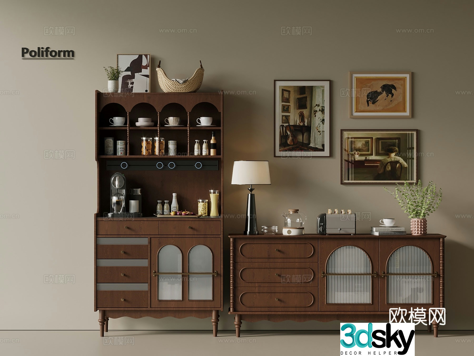 Middle Ages New Chinese Style Storage Locker Side Cabinet Storage Locker 3D Model