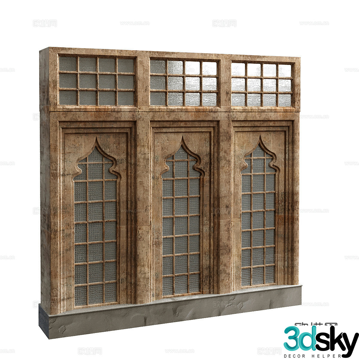 Vintage Arabic Wooden Window TÃ¼rkiye Doors and Windows 3D Model
