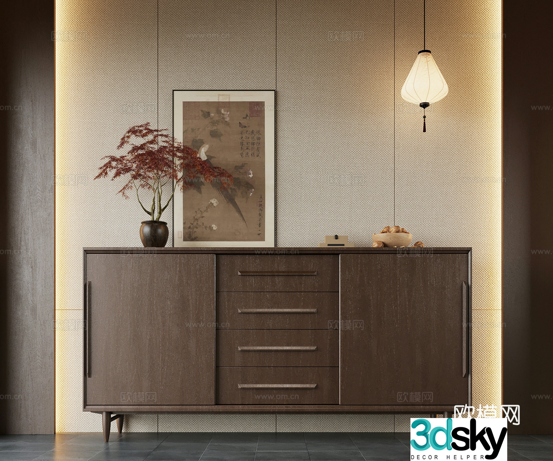 014 porch cabinet New Chinese style porch cabinet 3D model