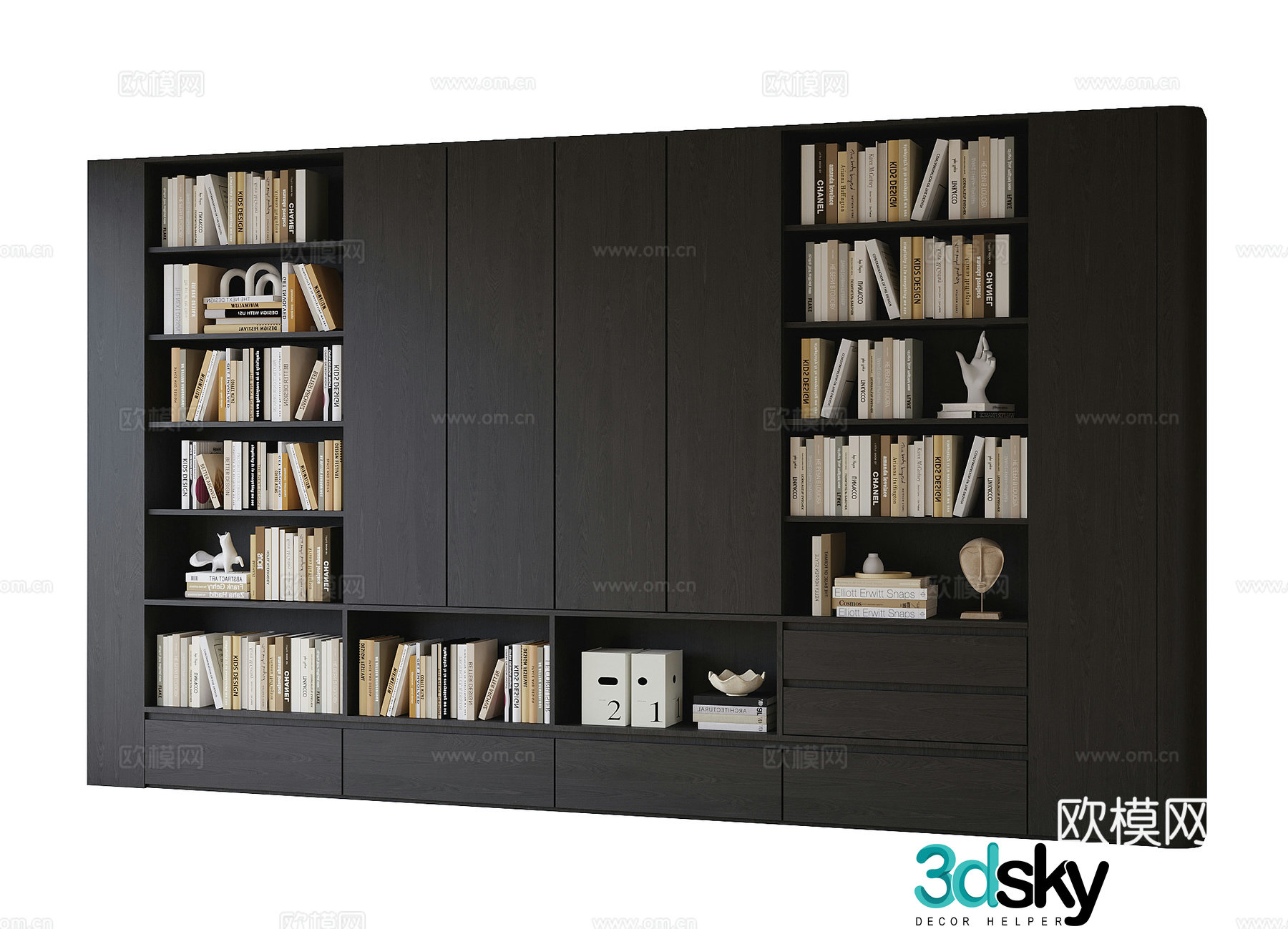 Modern bookcase Living room bookcase Book ornaments 3D model