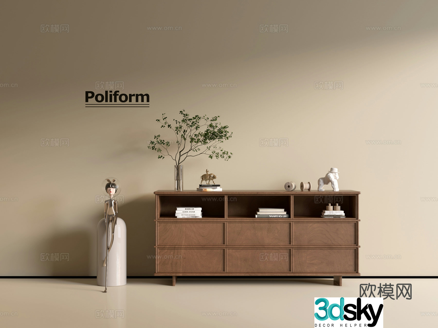 Modern wood grain cabinet ins wind minimalist wind cabinet whole cabinet sideboard balcony cabinet storage 3D model