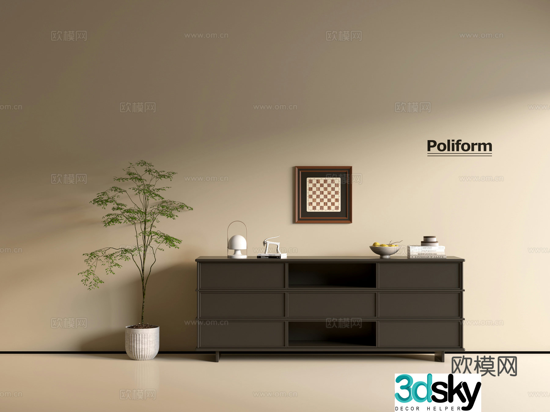 Modern black cabinet ins wind side cabinet chest cabinet low cabinet whole cabinet dining side cabinet balcony cabinet 3d model