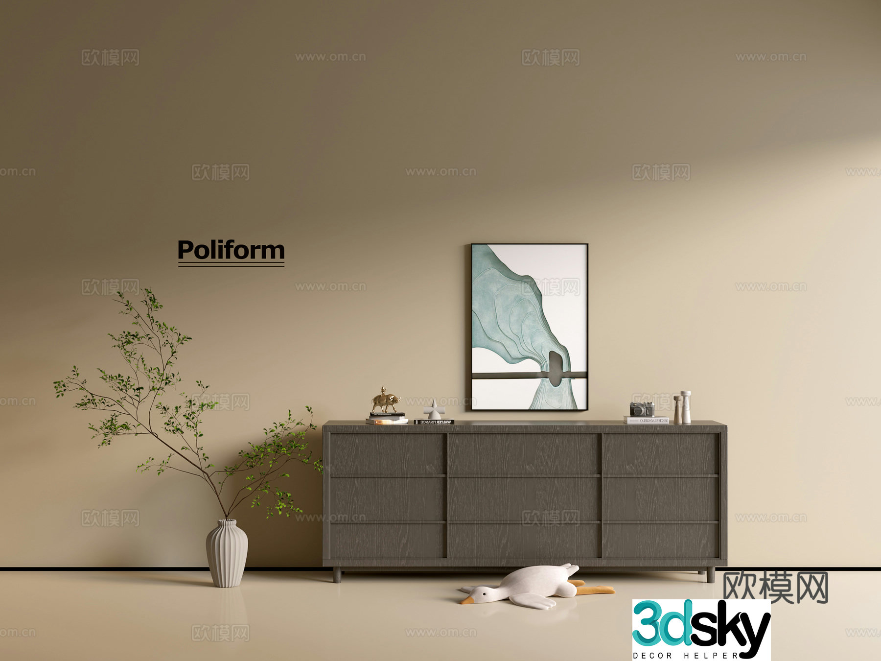 Modern black wood grain cabinet ins wind minimalist wind cabinet whole cabinet sideboard balcony cabinet 3d model