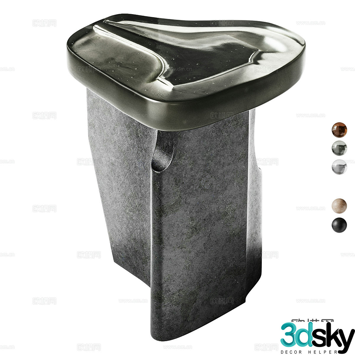 Modern Italian light luxury stone acrylic special-shaped side 3D model