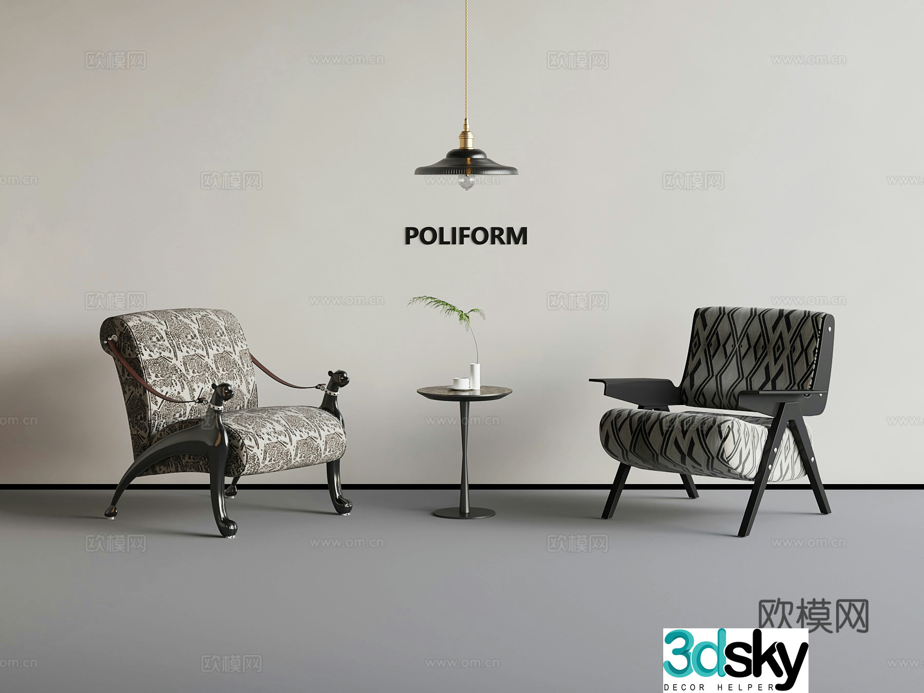 09 leisure chair French leisure chair side 3d model