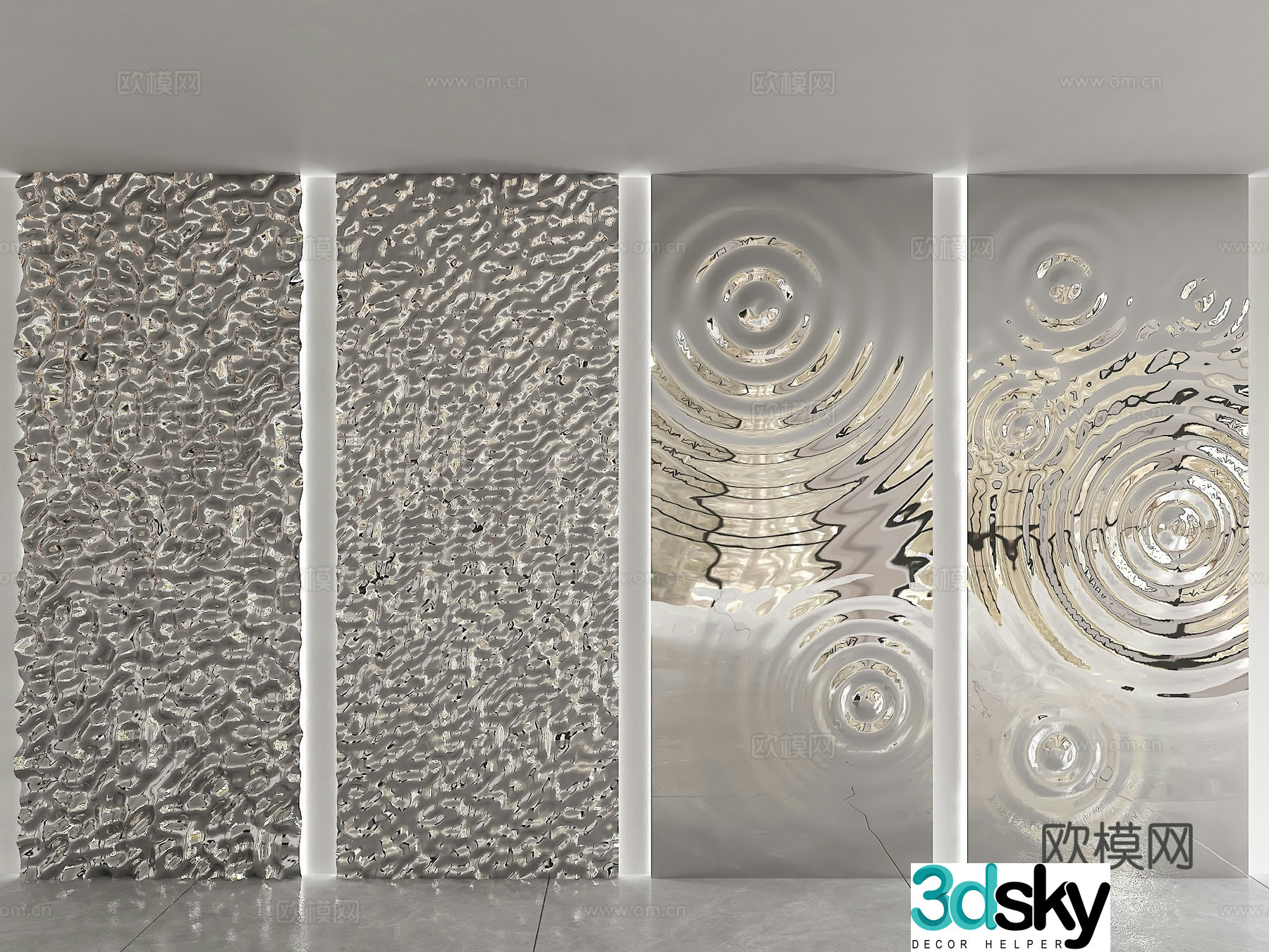 Modern water corrugated wall decoration Water corrugated stainless steel pendant Wall decoration Water corrugated wall decoration Corrugated 3D model