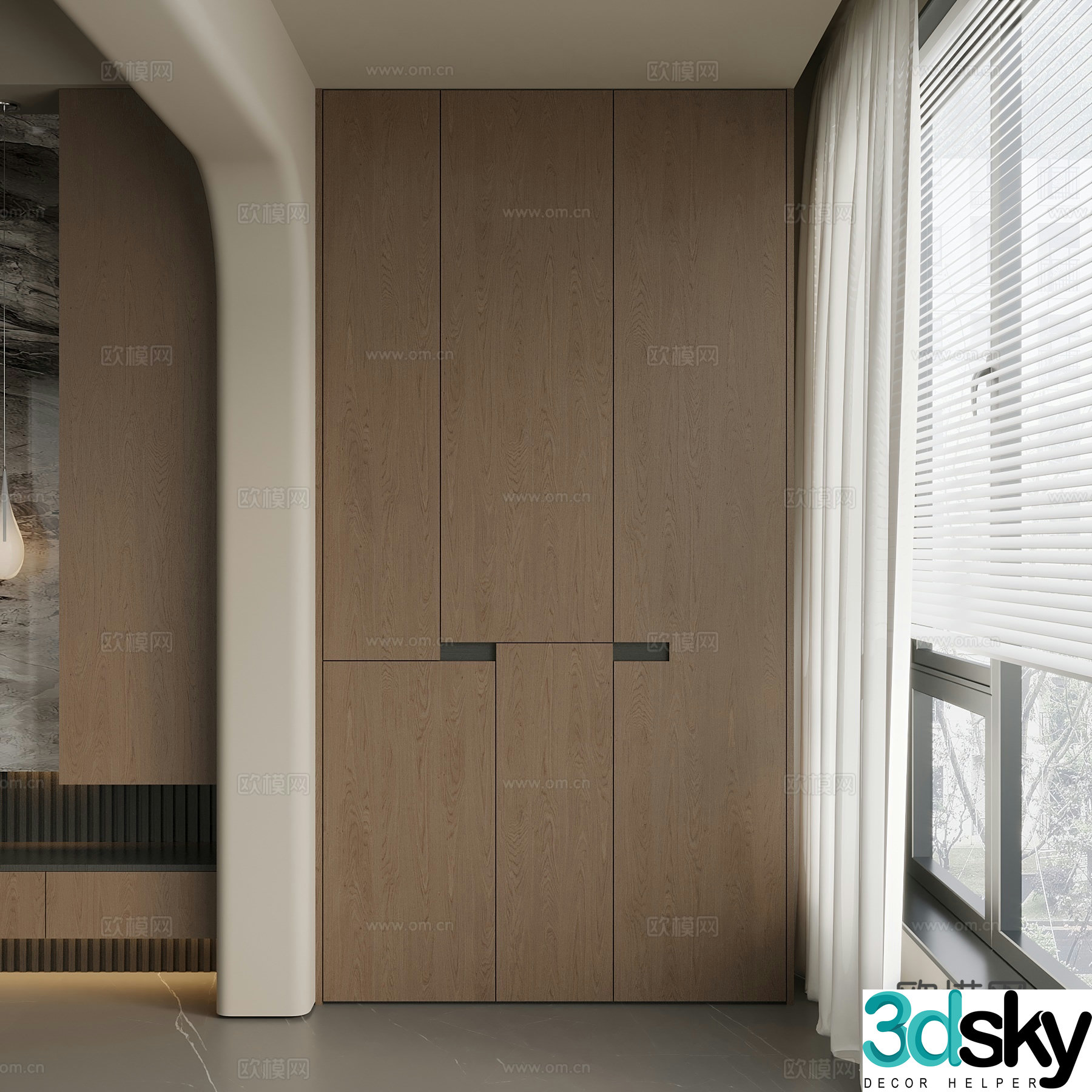 Middle Ages New Chinese Style Storage Locker Locker Balcony Cabinet 3D Model