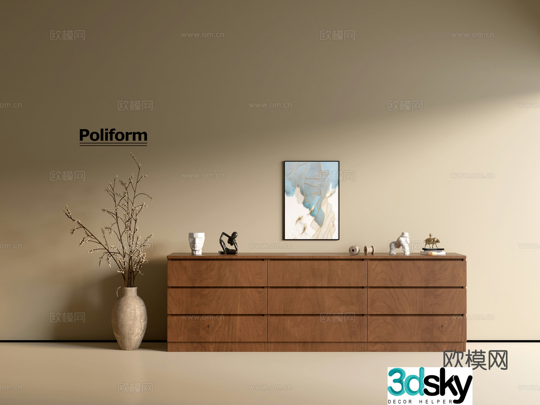 Modern wood grain cabinet ins wind minimalist wind cabinet whole cabinet sideboard balcony cabinet storage 3D model