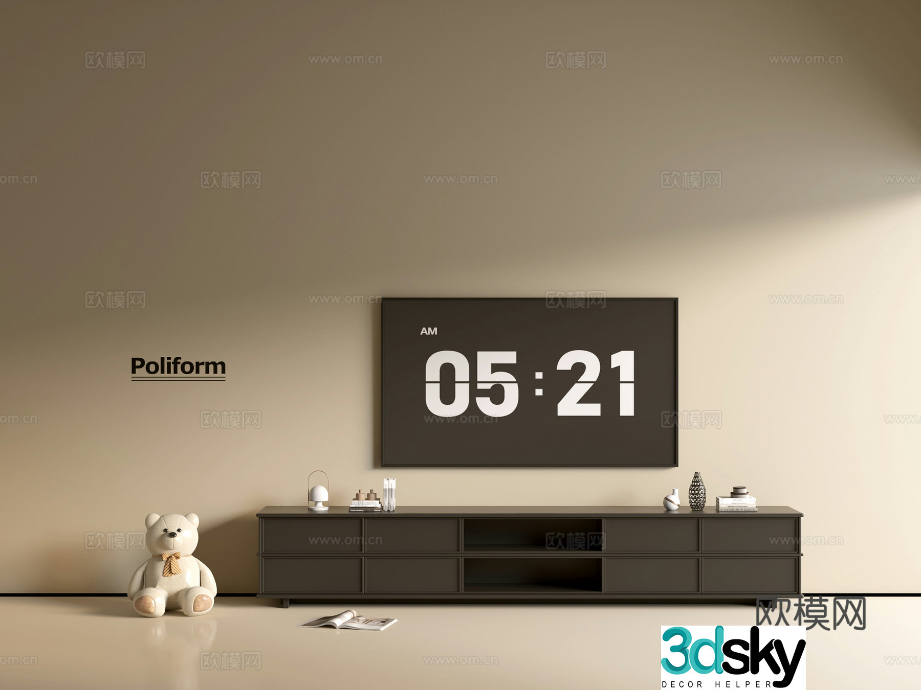 Modern black TV cabinet ins style minimalist wind cabinet whole cabinet sideboard balcony cabinet 3d model