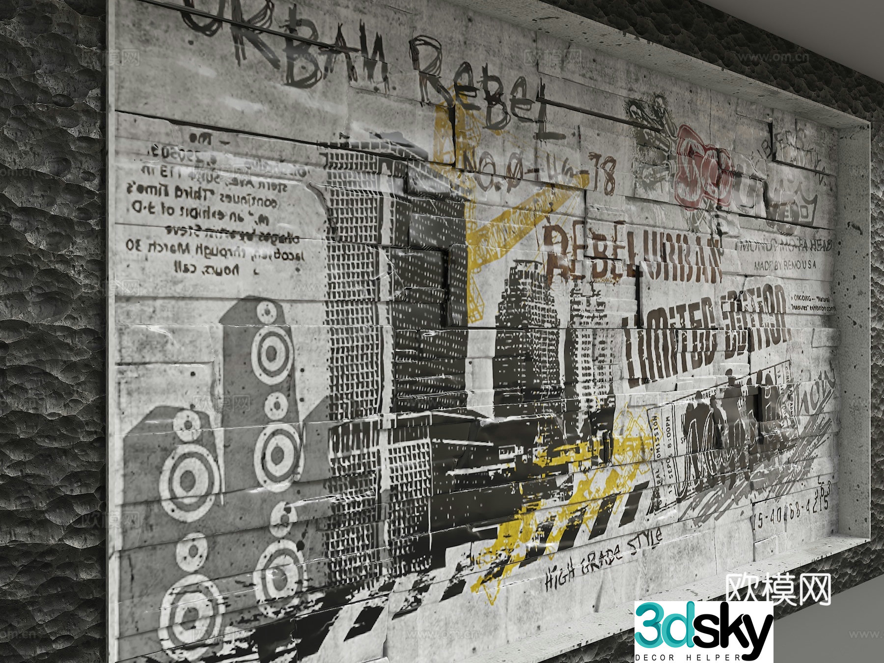 Modern background wall 3d model