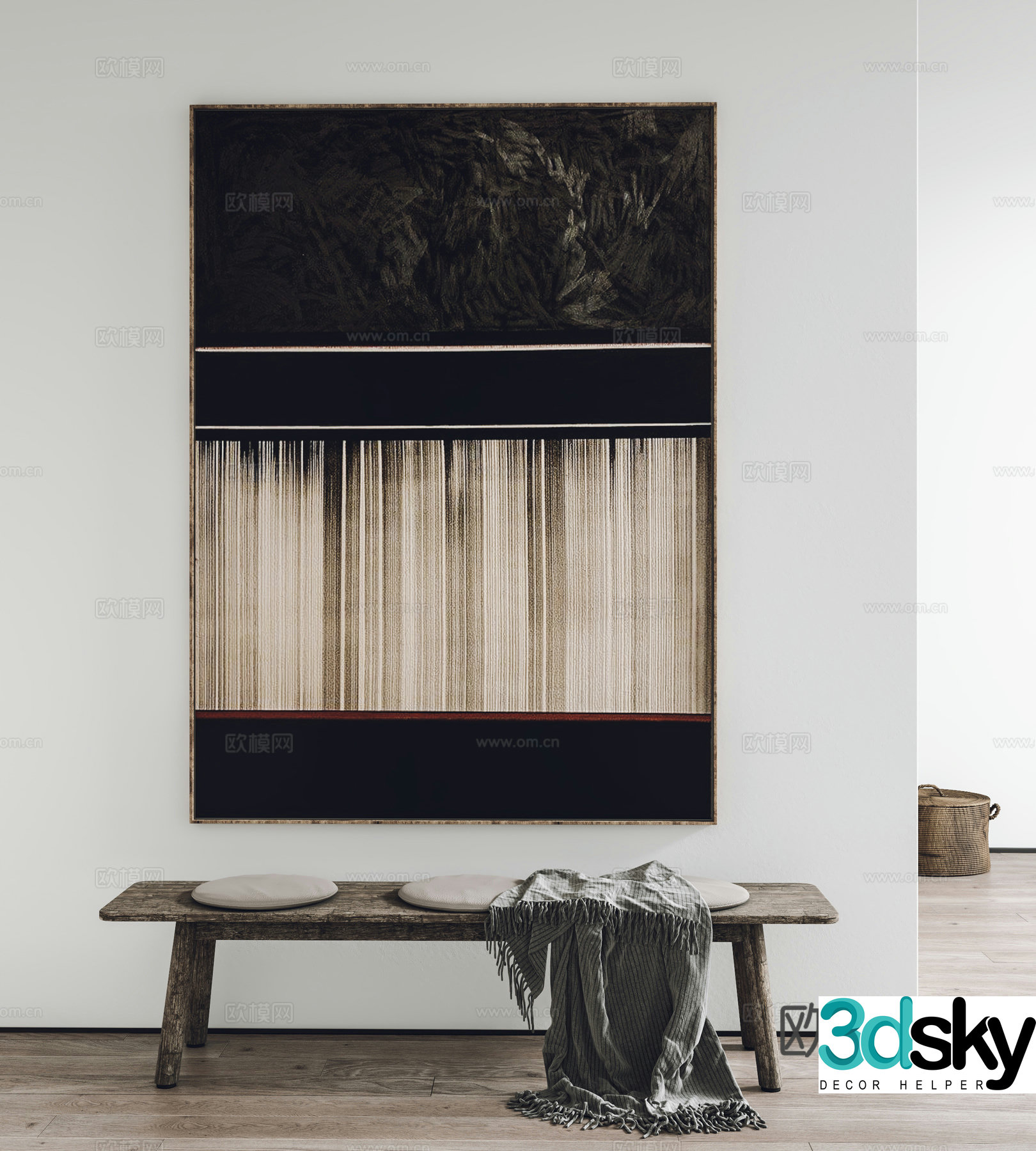 Modern hanging paintings decorative paintings stools 3D model