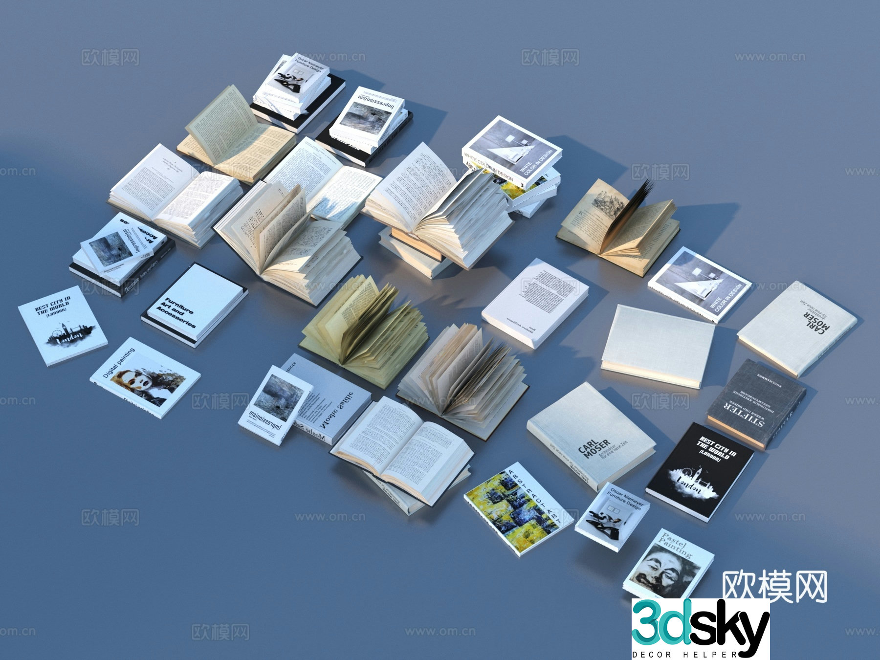 Books Books Notebooks Famous novels Magazine Books and magazines 3D model