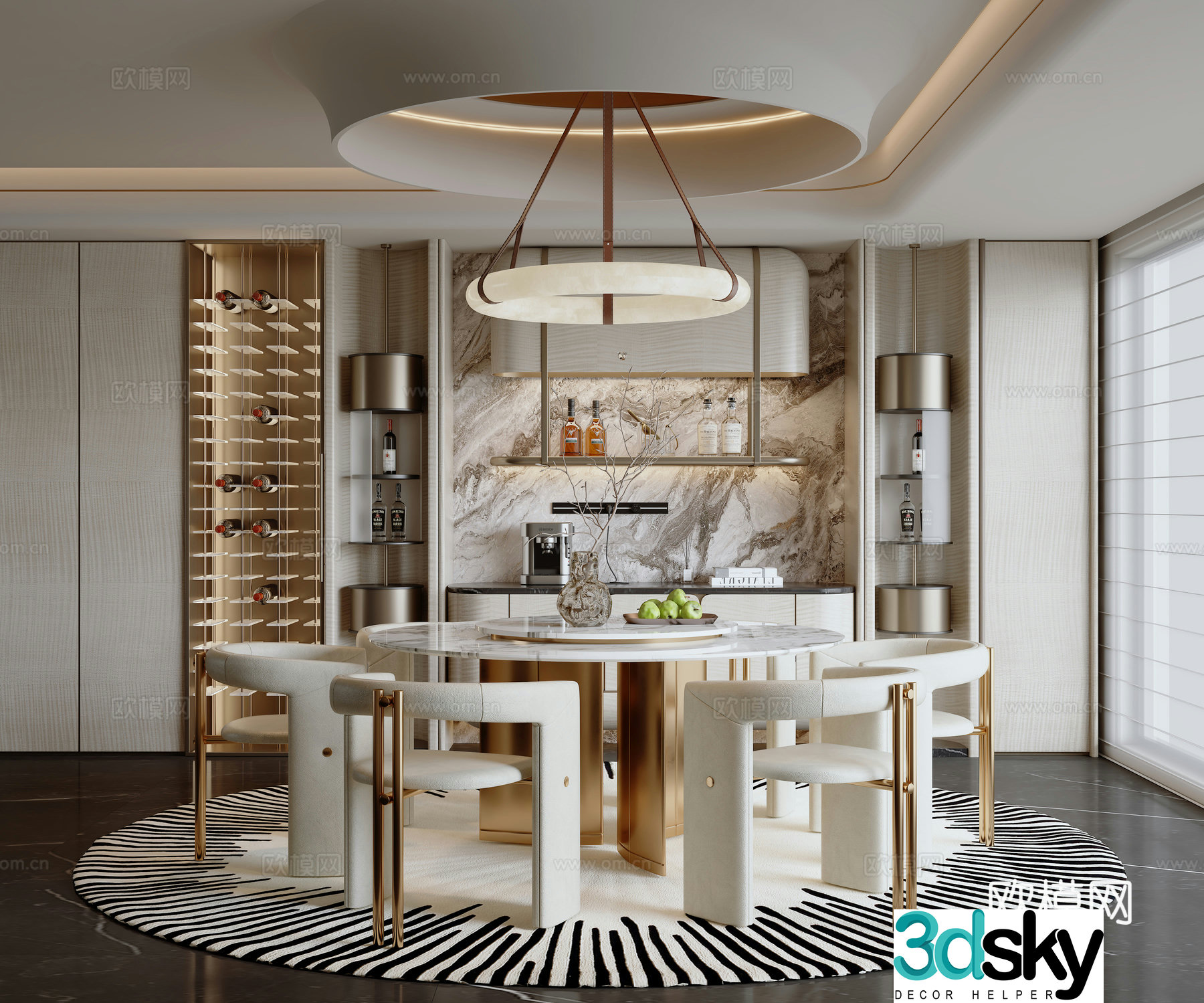 Modern light luxury restaurant 3D model