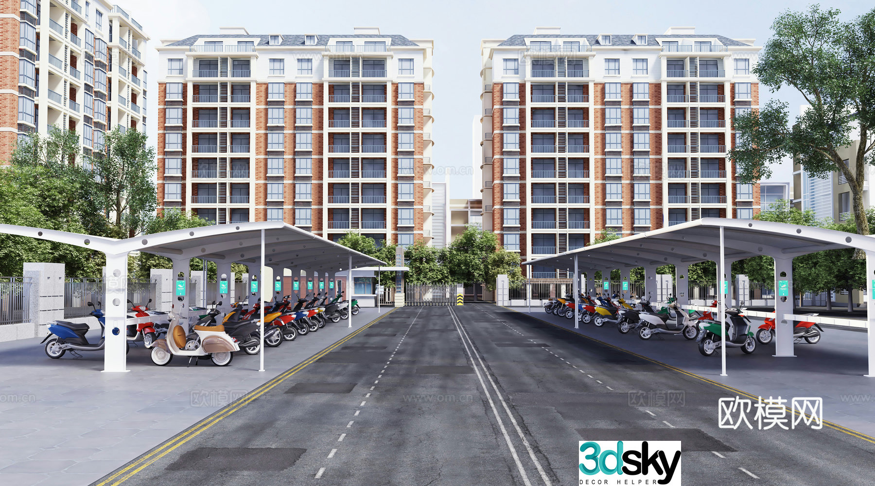 Modern outdoor parking lot, car carport, electric carport, non-motorized carport, awning carport sunshade 3D model